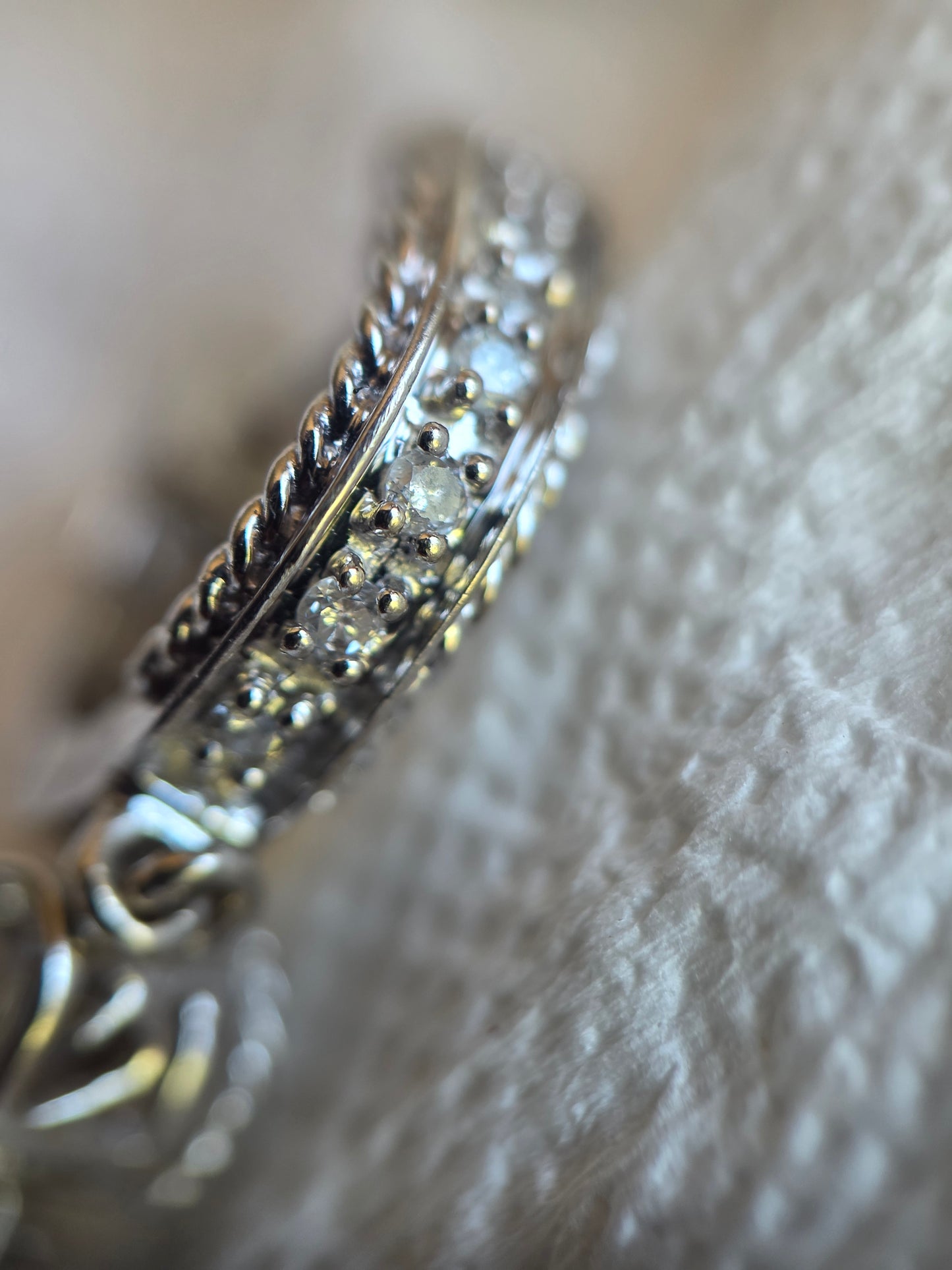 Lovely 14k White Gold Diamond Huggie Drop Dangle Geometric Earrings