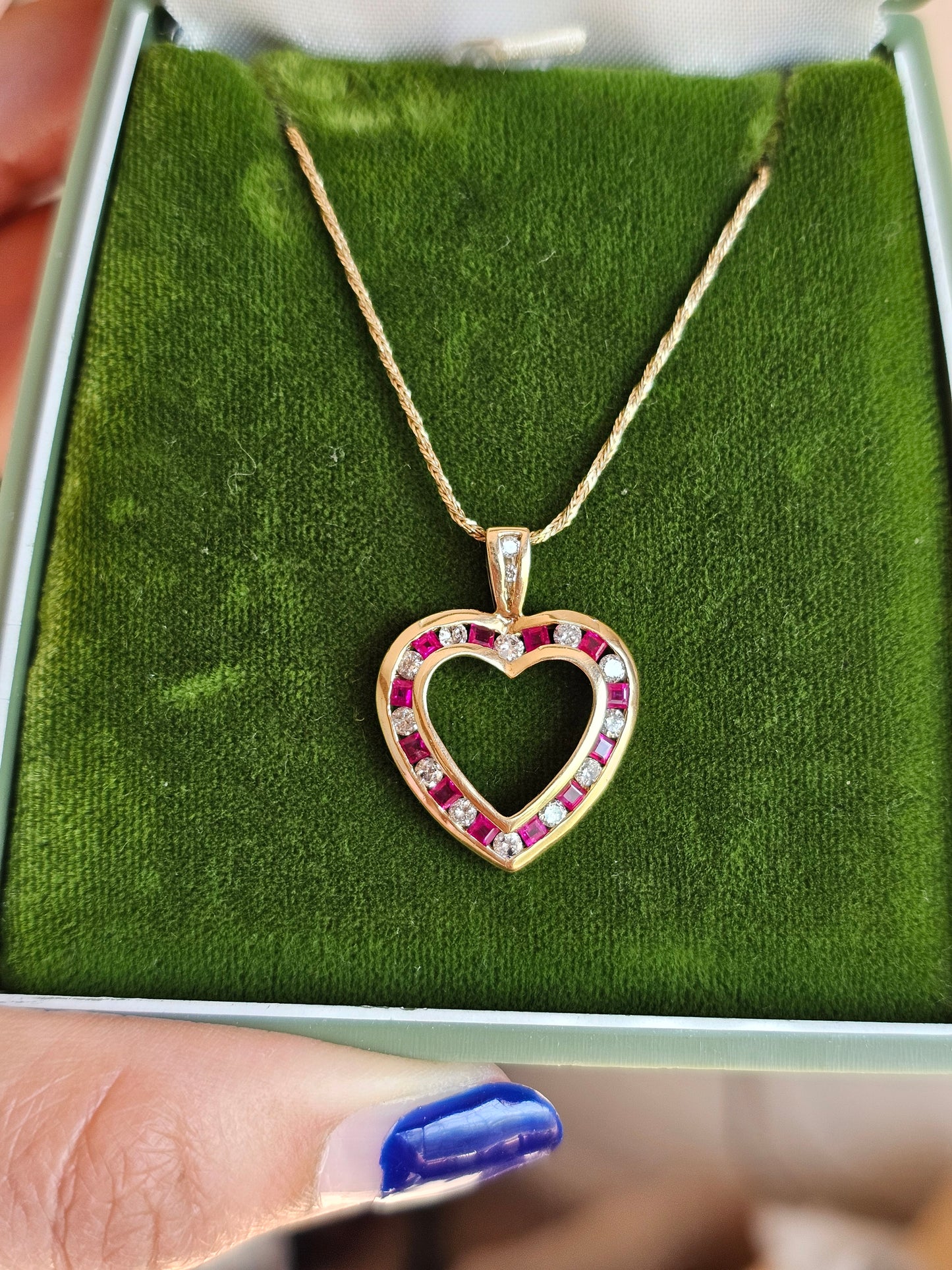 14k Ruby Diamond Heart Pendant (NO CHAIN)