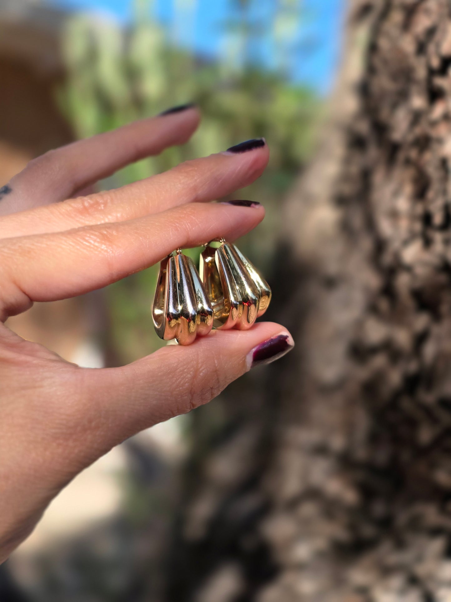 14k Gold Chunky Geometric Hoop Earrings