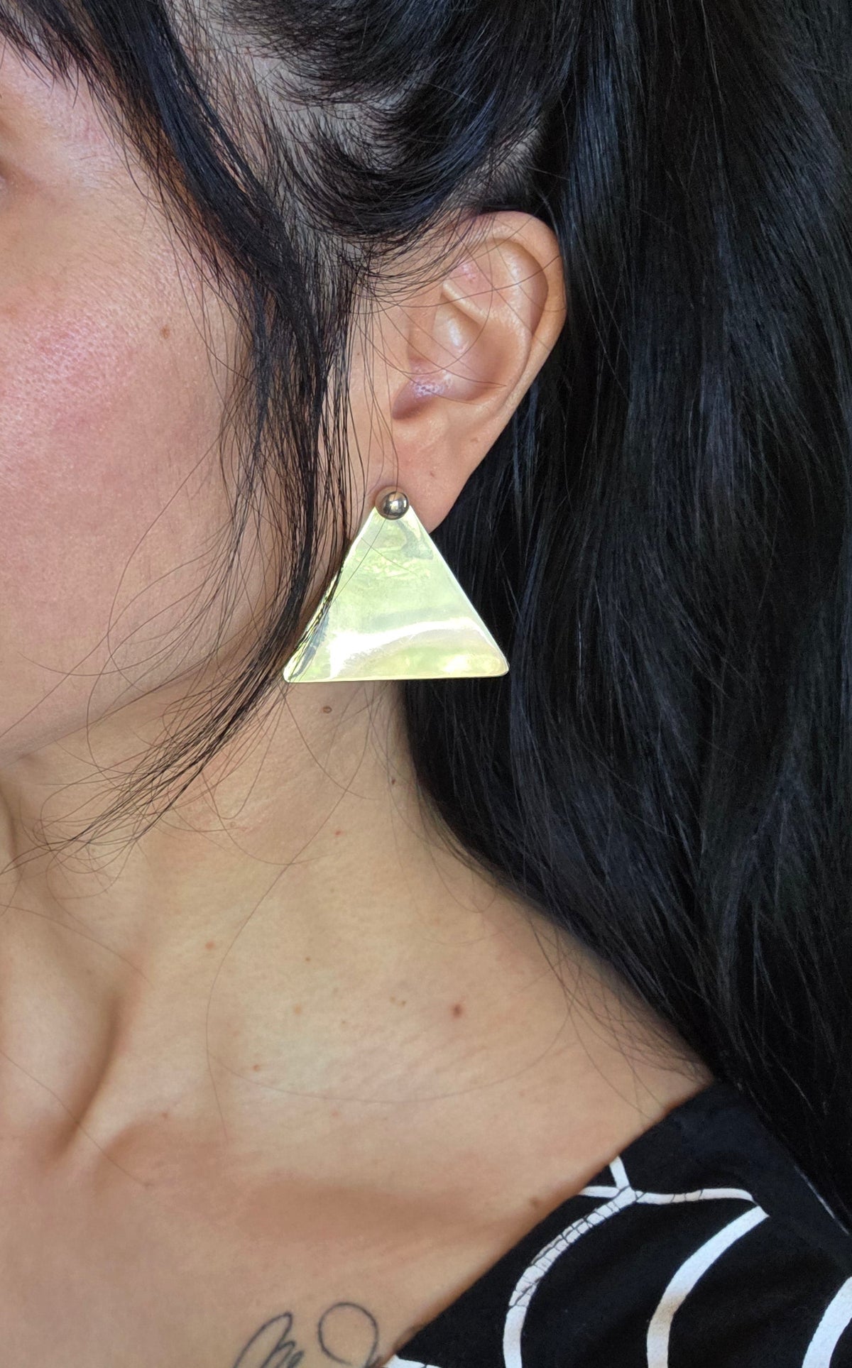 Bold Sterling Silver Large Triangle Stud Statement Earrings