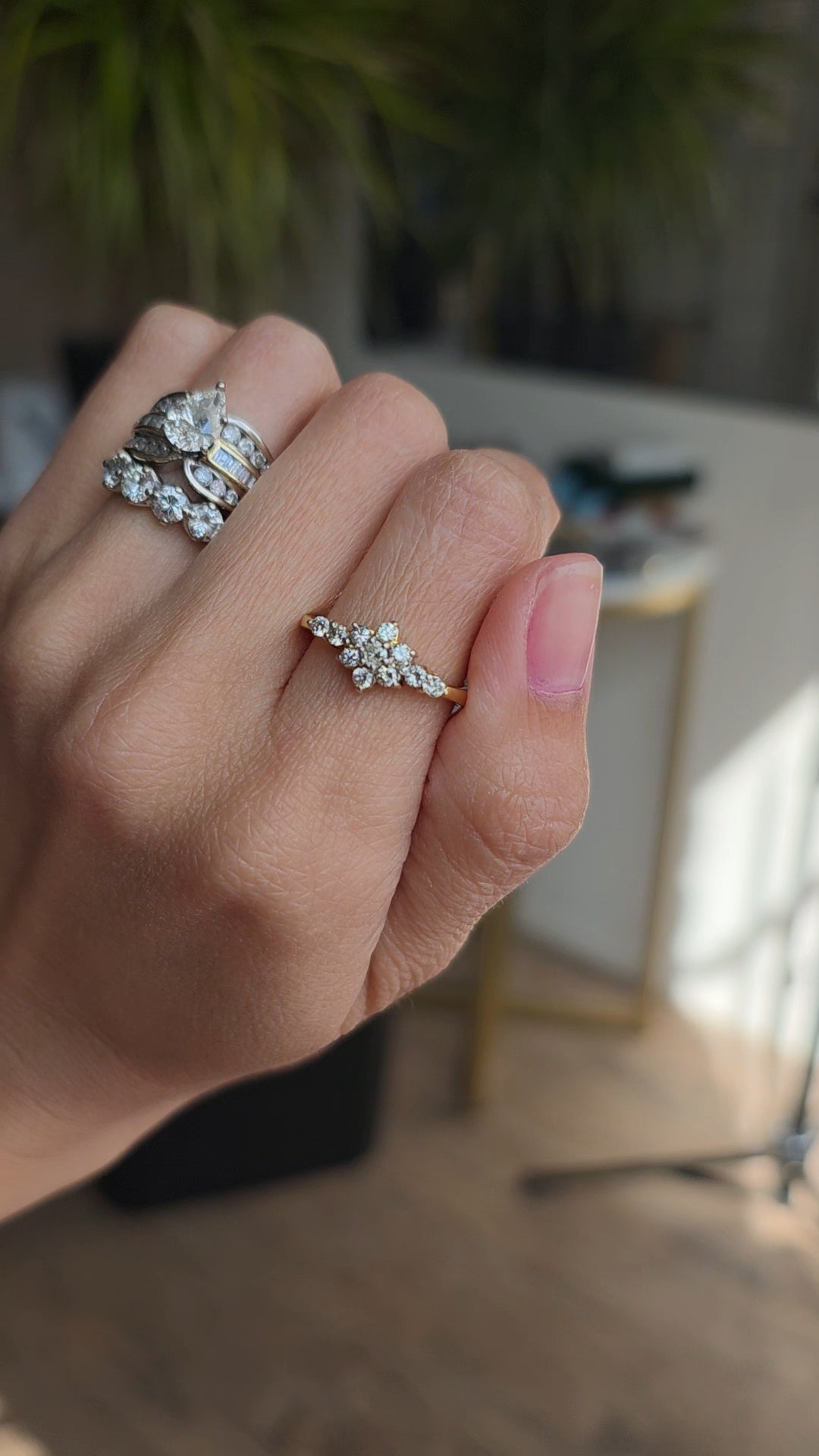 14k Gold Half Carat Diamond Cluster Flower Fashion Ring Size 6.5