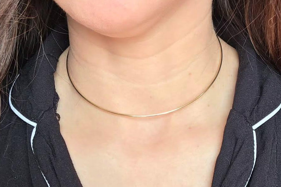 Gorgeous Chic 14k Gold Solid Torque Choker Collar Necklace 14" (NO PENDANT)