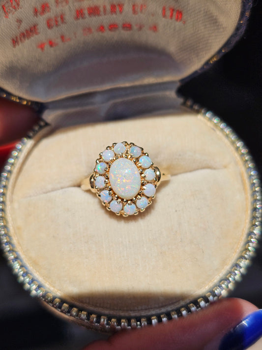 10k Opal Cluster Ring Size 6.25