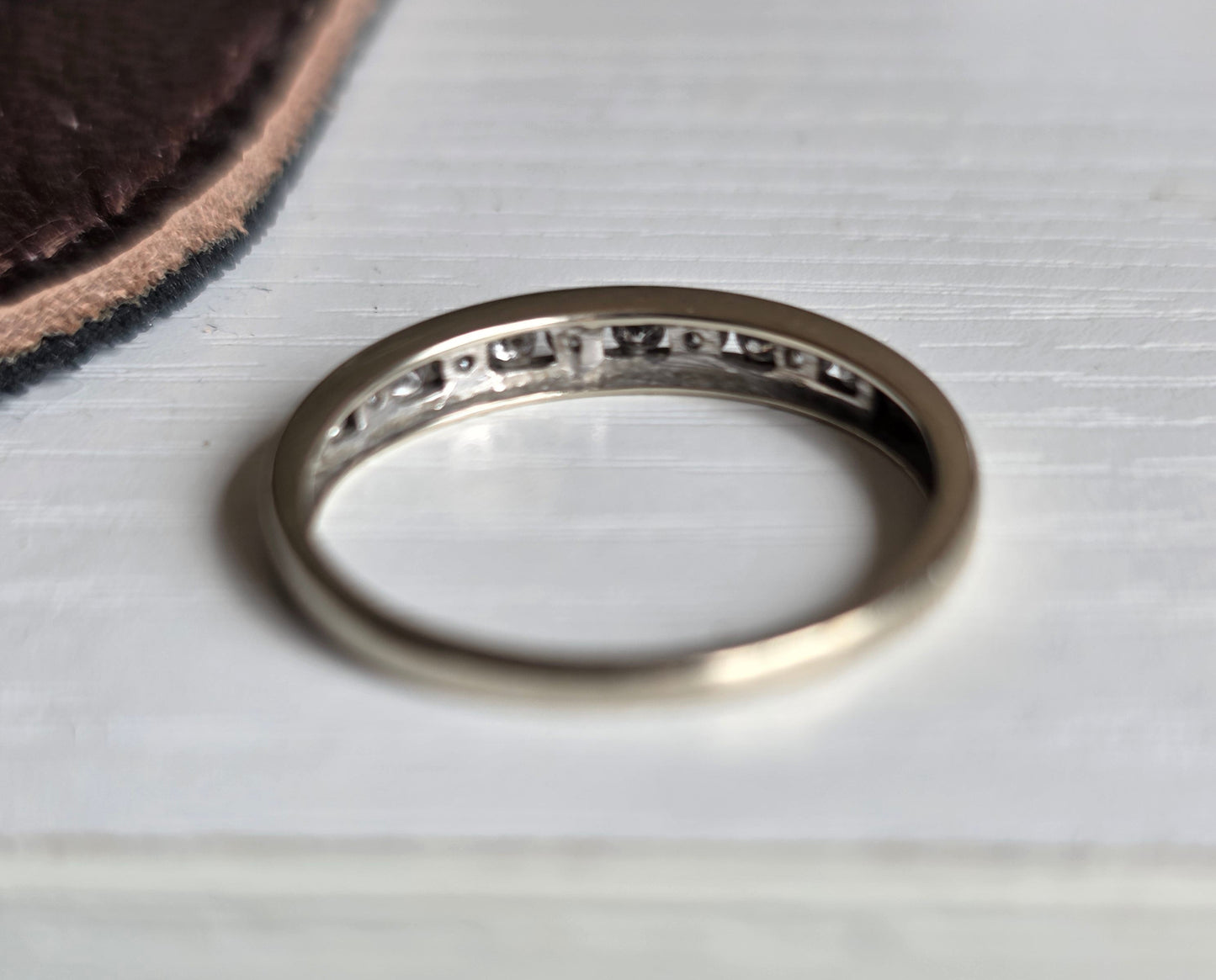 Lovely 10k White Gold Channel Set .23CTW Diamond Stacker Band Ring Size 7