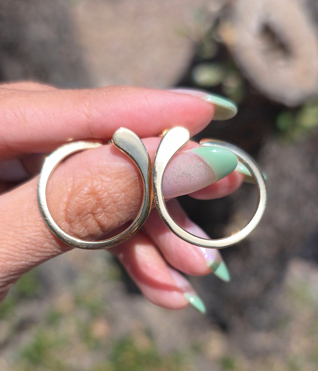 Modernist / Minimalist 14k Gold Sleek Open Circle Statement Earrings