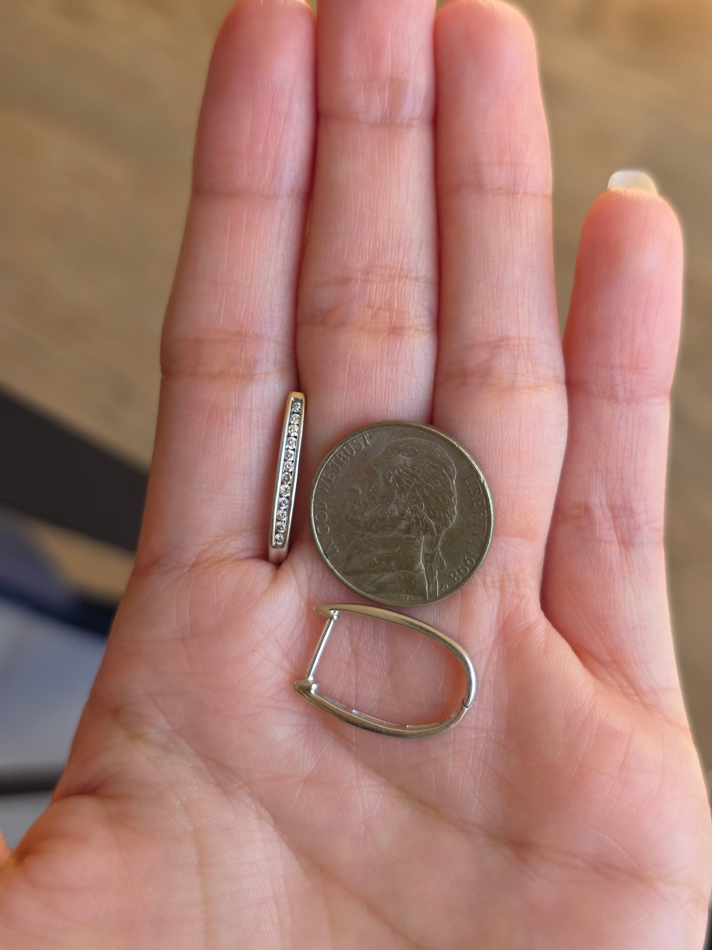 14k White Gold Channel Set Natural Diamond Hoops Earrings