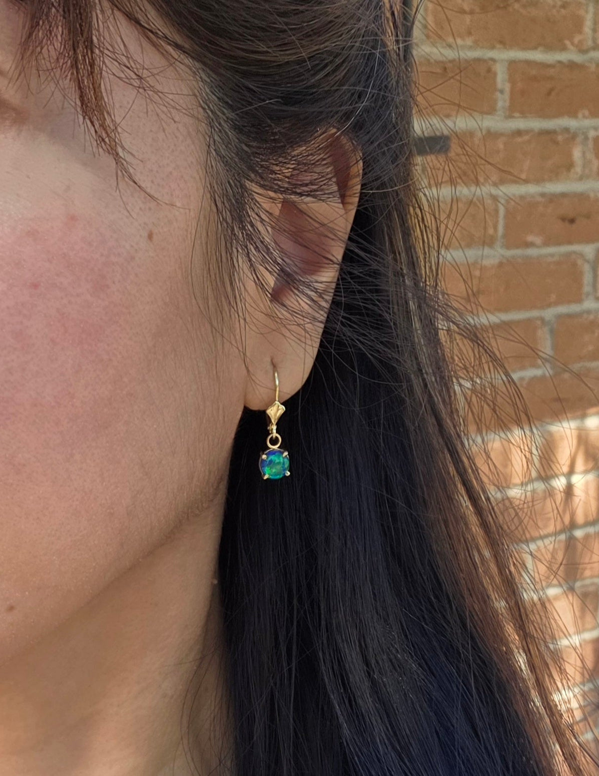 Beautiful 14k Gold Opal Dangle Earrings