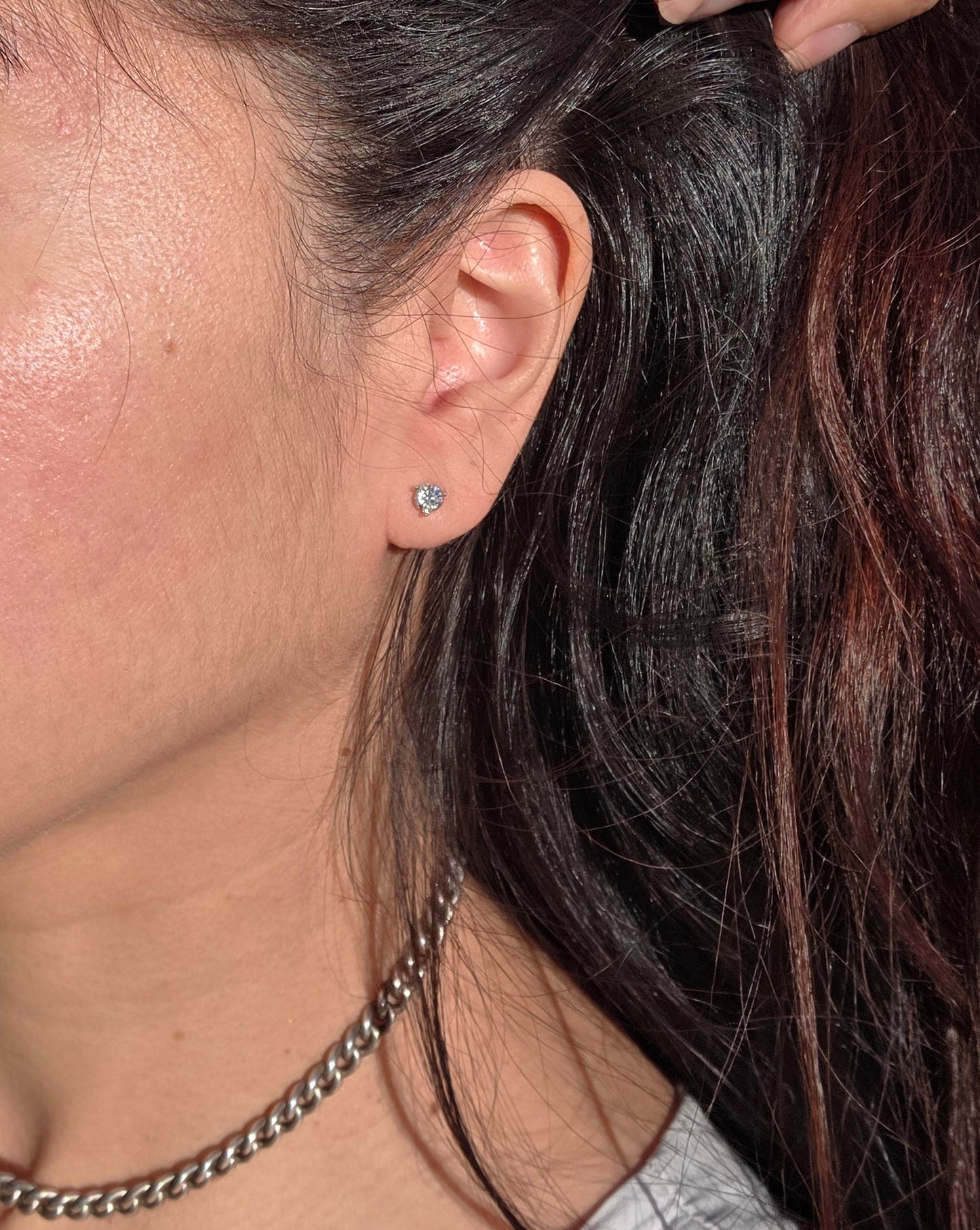 Classic .64tcw Martini Three Prong Style Round Diamond Stud Earrings