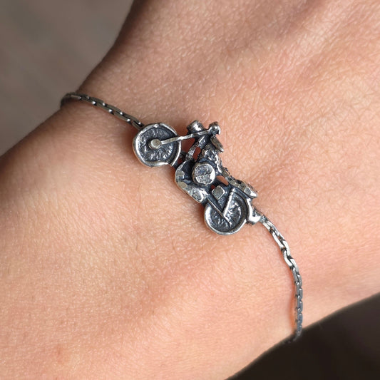 Vintage Sterling Silver Motorcycle Chain Bracelet 7"