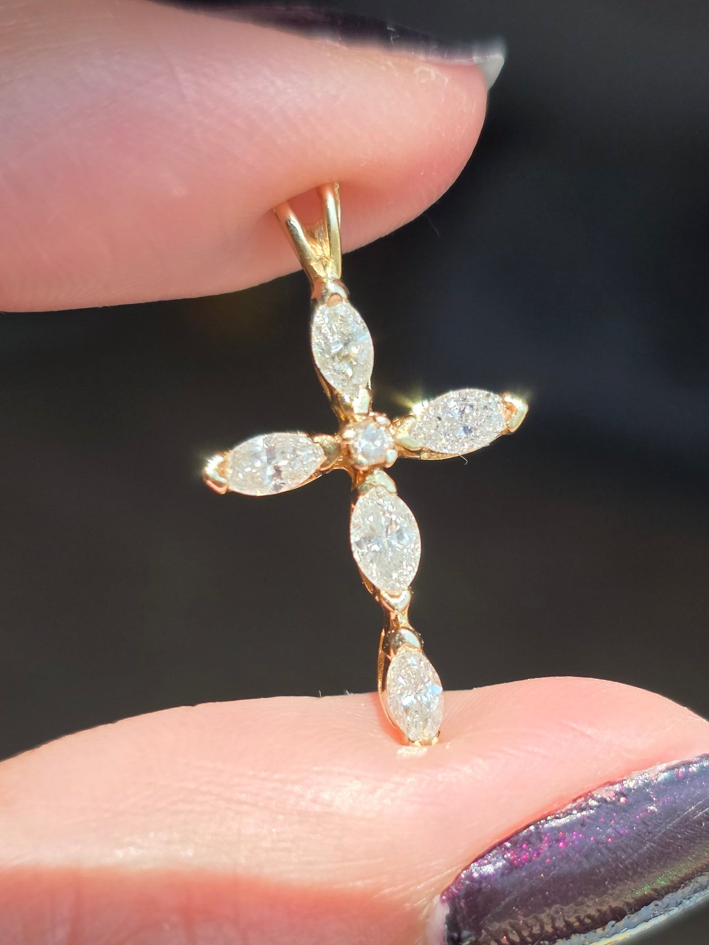 14k Gold .50TCW Diamond Cross Pendant (NO CHAIN)
