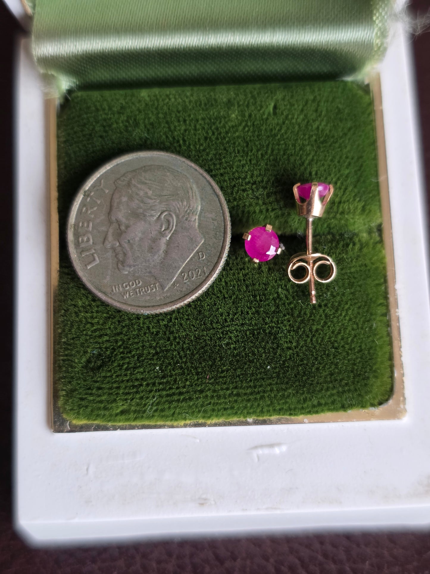 Adorable 10k Gold .50CTW Ruby Studs Earrings | July Birthstone