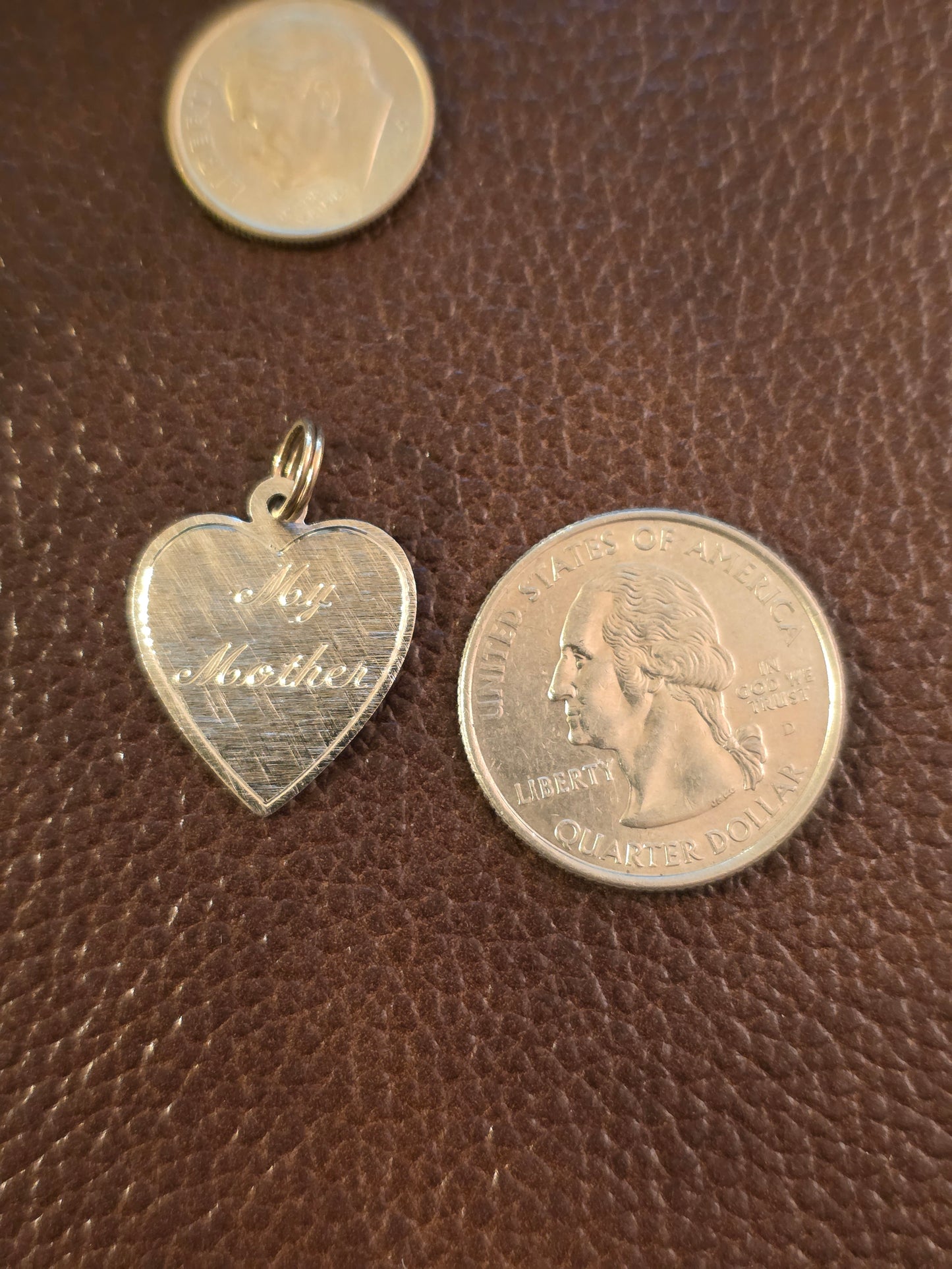 Sterling Silver "My Mother" Cursive Font Heart Charm (NO CHAIN)