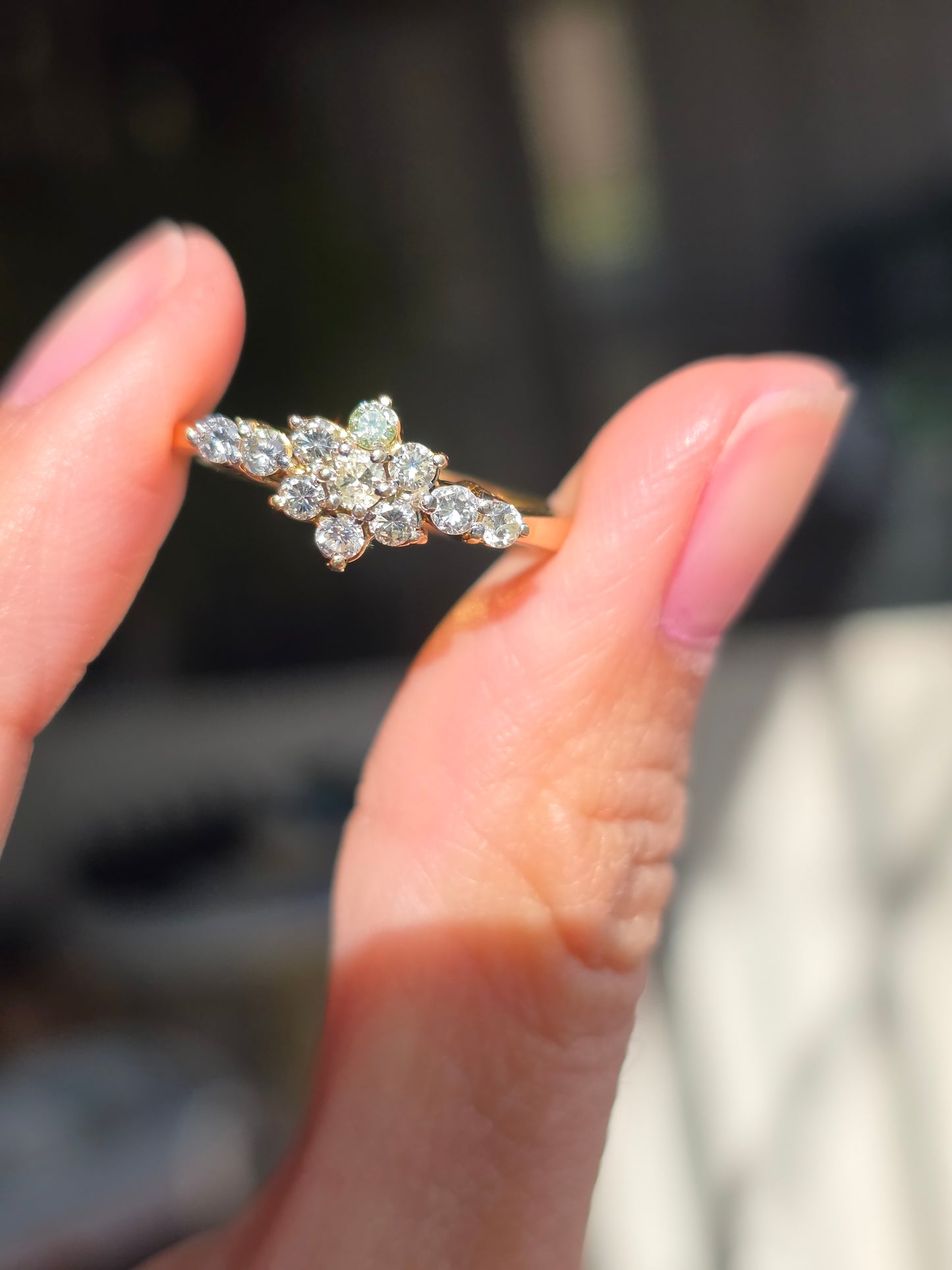 14k Gold Half Carat Diamond Cluster Flower Fashion Ring Size 6.5