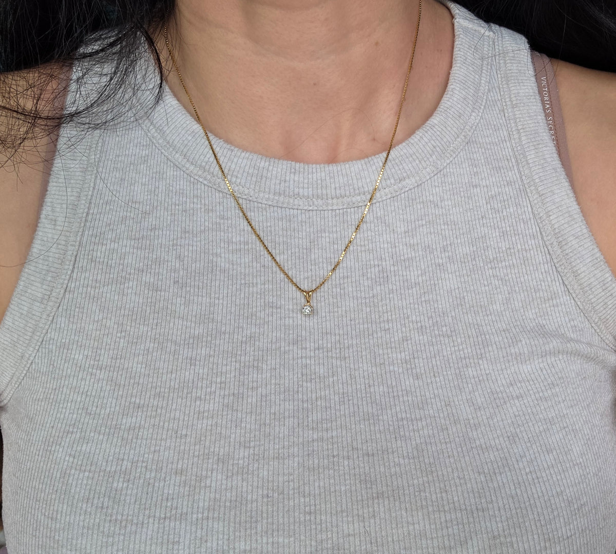Classic 14k Natural Round 4.2mm Diamond Solitaire Pendant (NO CHAIN)