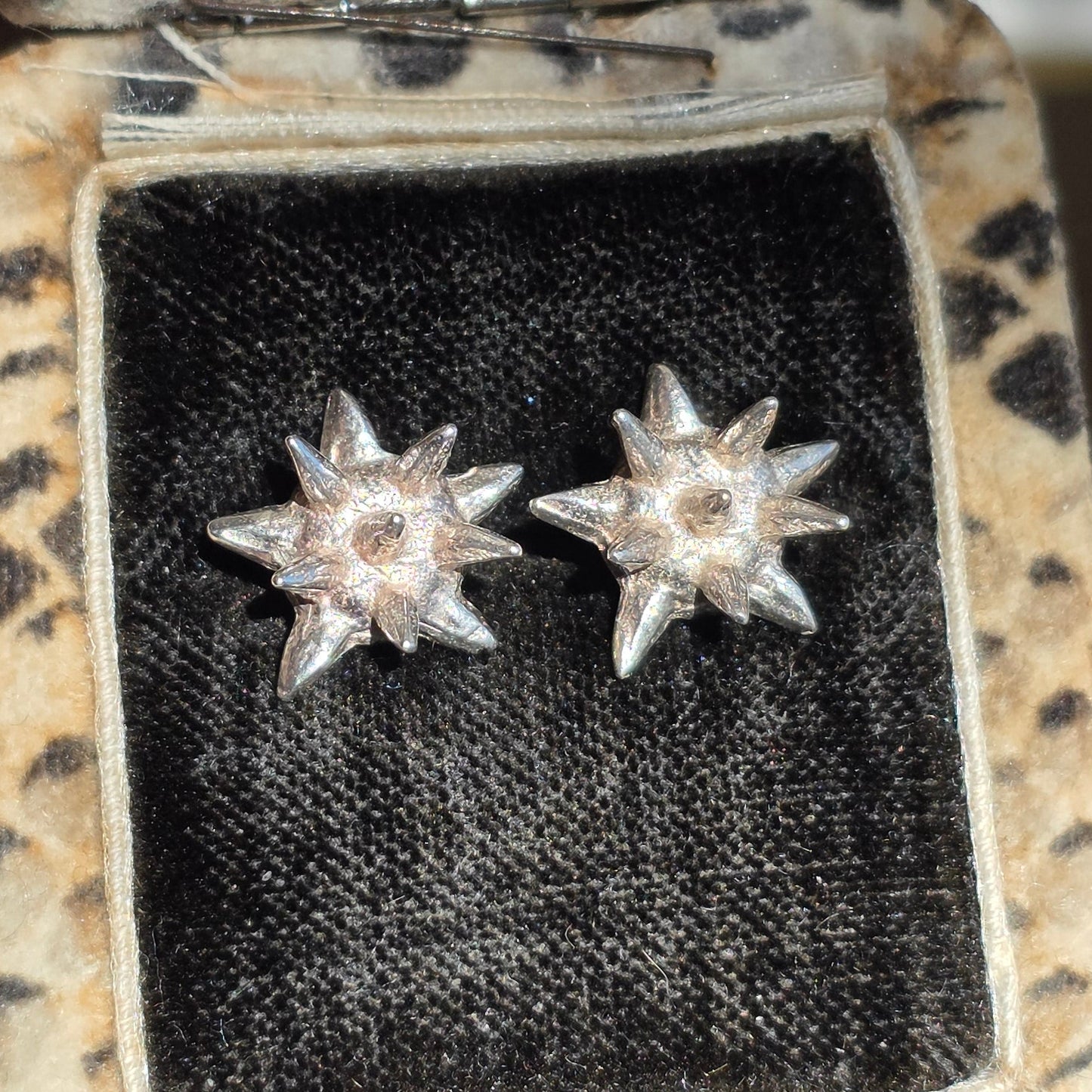 925 Sterling Silver Spikey "Bowser Shell" Stud Earrings