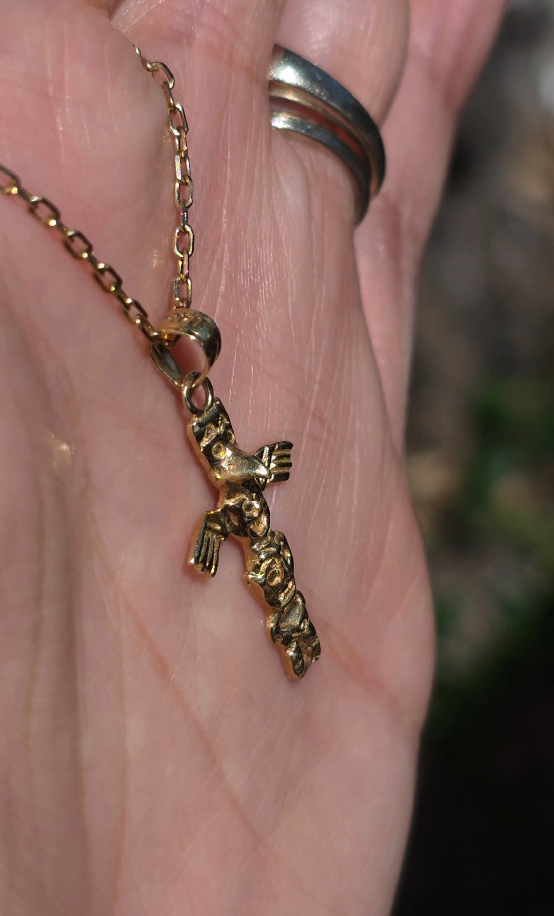 #14- 14k Gold Solid Totem Pole Charm (NO CHAIN)