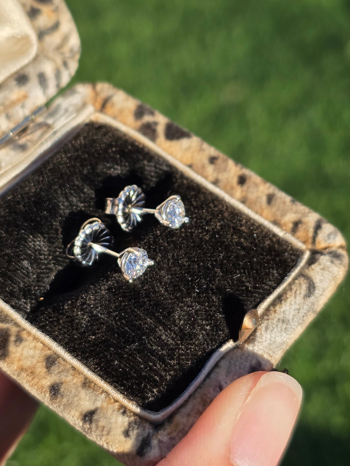 Classic .64tcw Martini Three Prong Style Round Diamond Stud Earrings