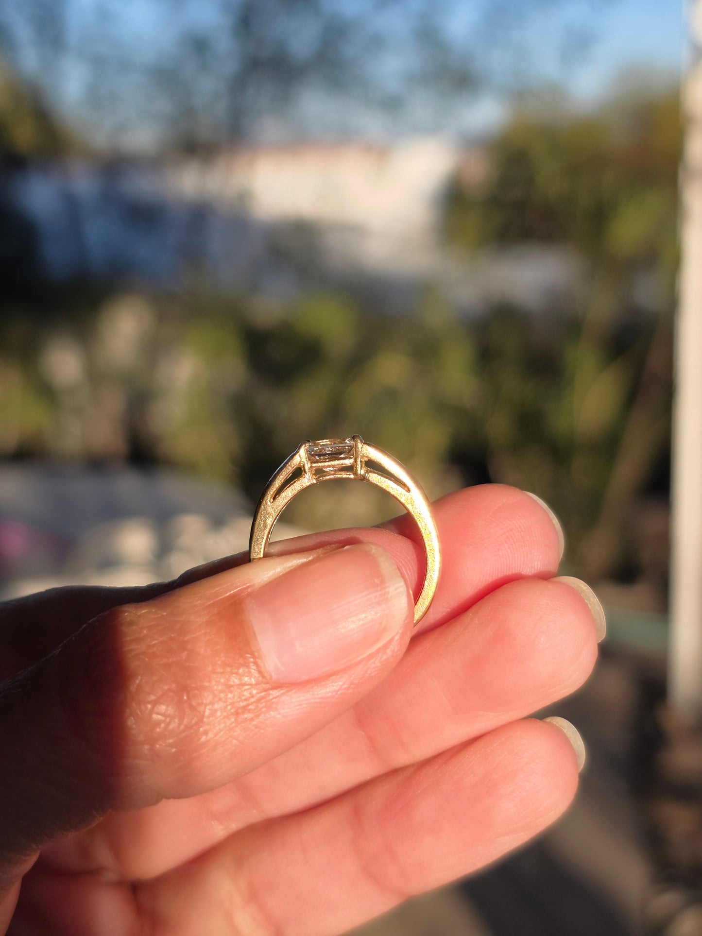 Beautiful 14k Gold East West Style 1/3ct Emerald Cut Diamond Ring Size 5.5