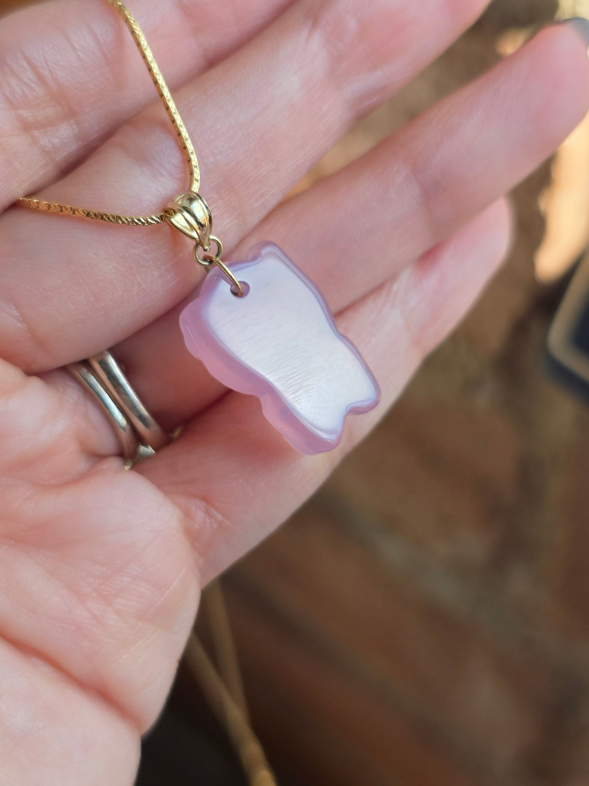 Adorable Carved Purple Jade Hello Kitty Gold Pendant (NO CHAIN)