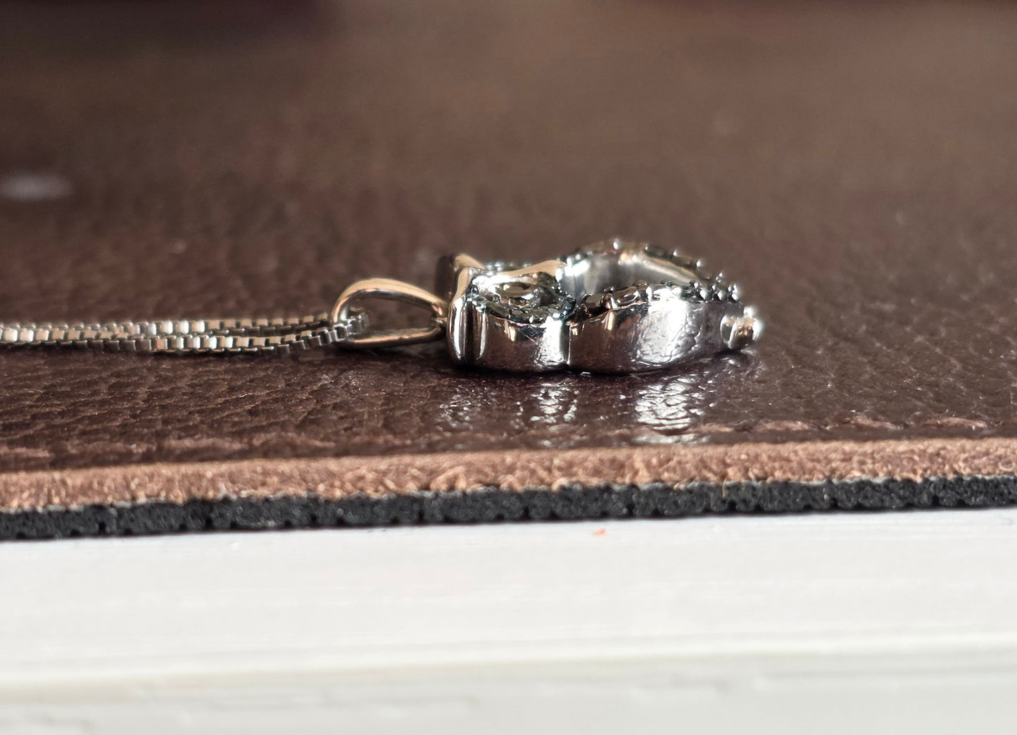 Adorable Black & Blue Diamond Accented Owl Sterling Silver Pendant Necklace 18" Box Chain
