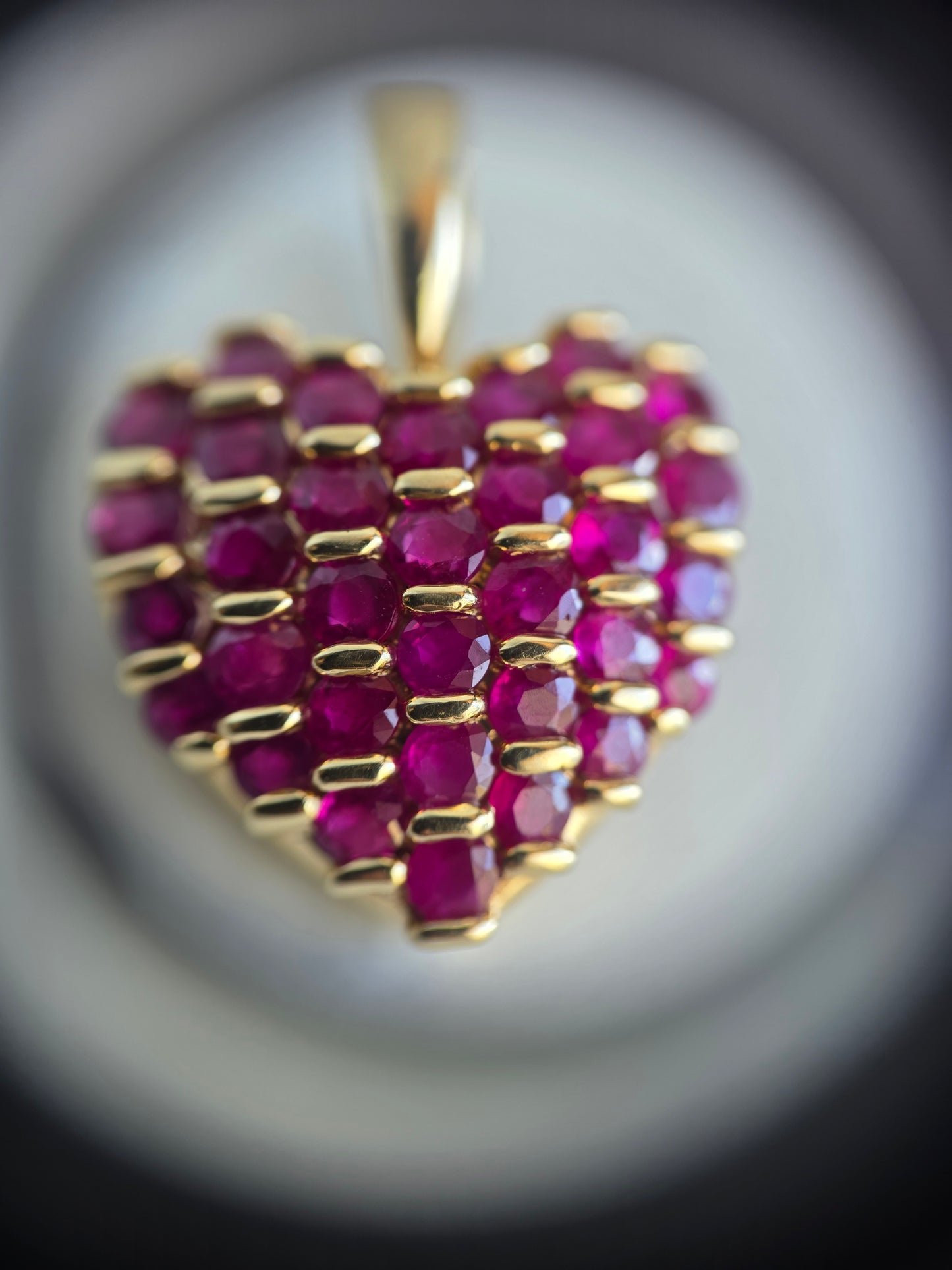 Stunning 14k Gold 4.75ctw Ruby Encrusted Heart Pendant (NO CHAIN)