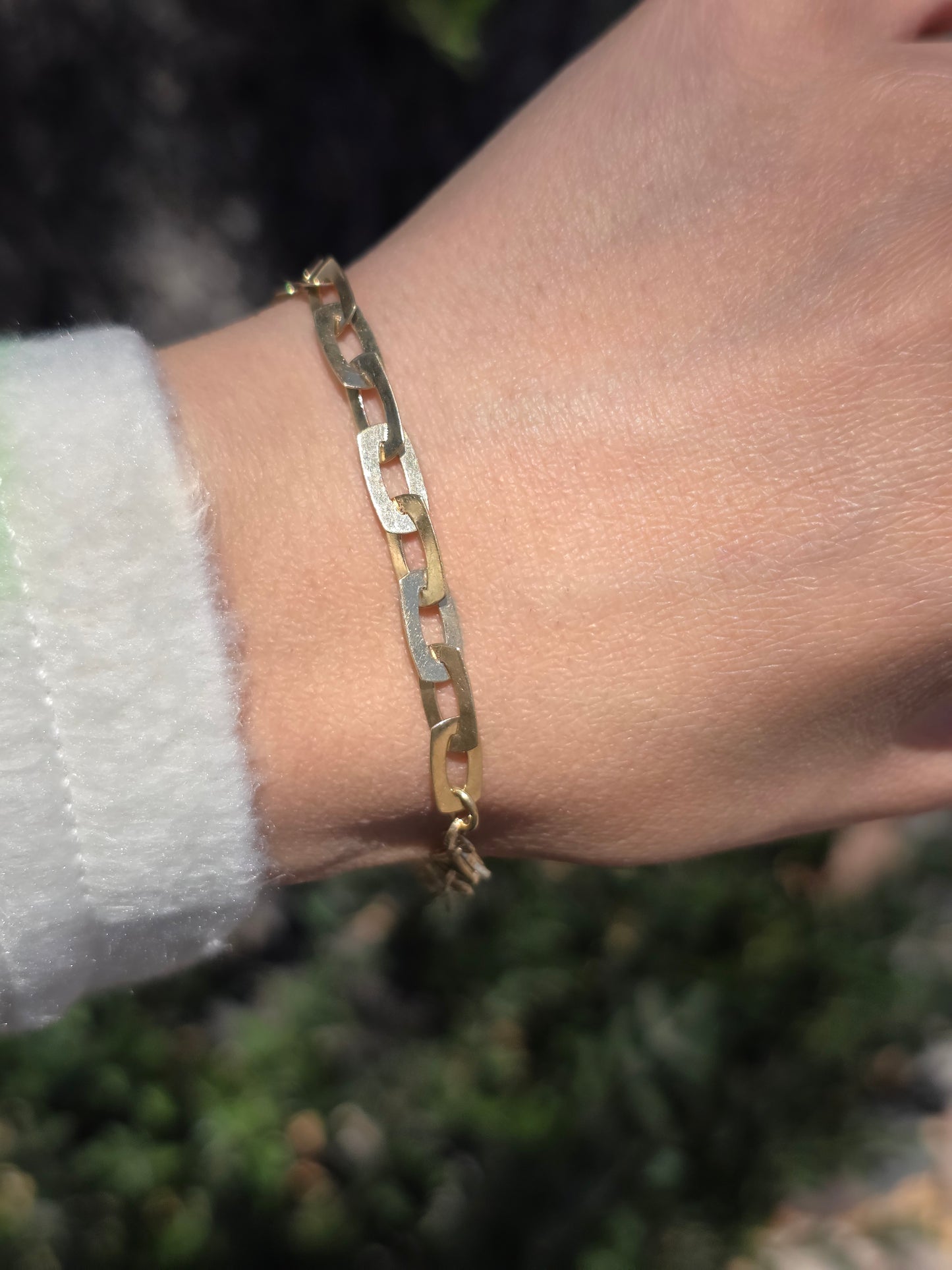 14k Gold Polished/Mirrored Interlocking Link Bracelet 7.5"