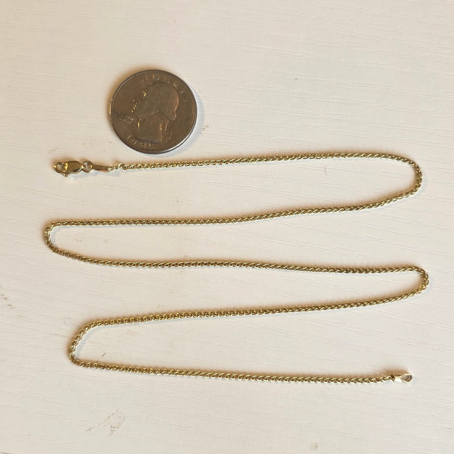 14k Gold 1.5mm Wheat Chain 20"