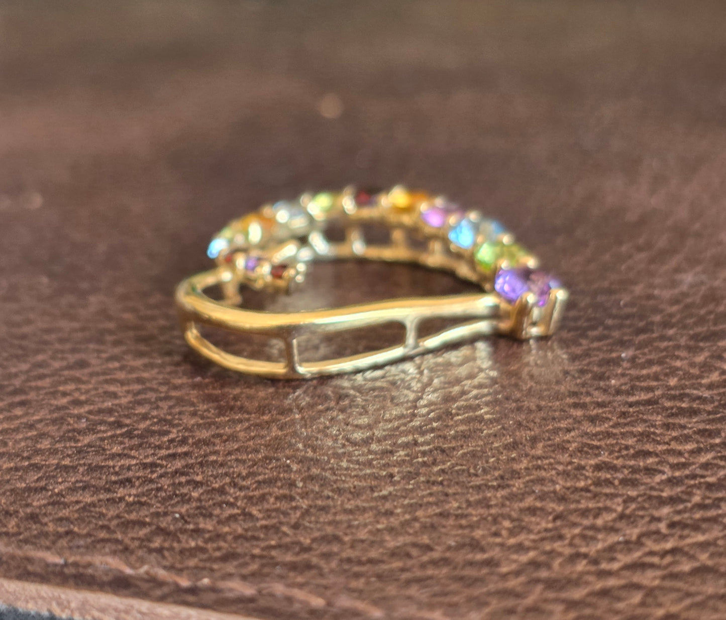 10k Gold Amethyst Garnet Peridot Blue Topaz Citrine Rainbow Gemstone Heart Pendant (NO CHAIN)