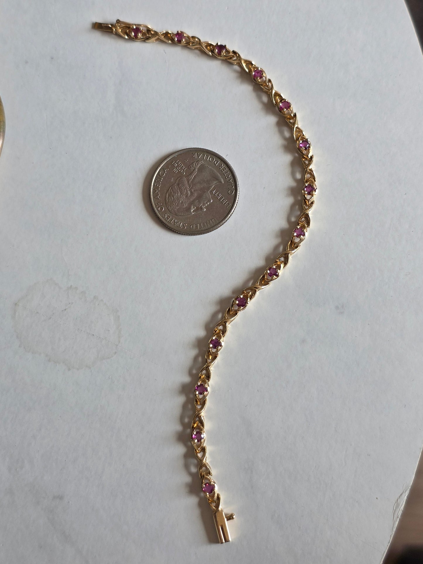 Beautiful 14k Gold 1.40tcw Ruby Tennis Bracelet 7" | July Birthstone