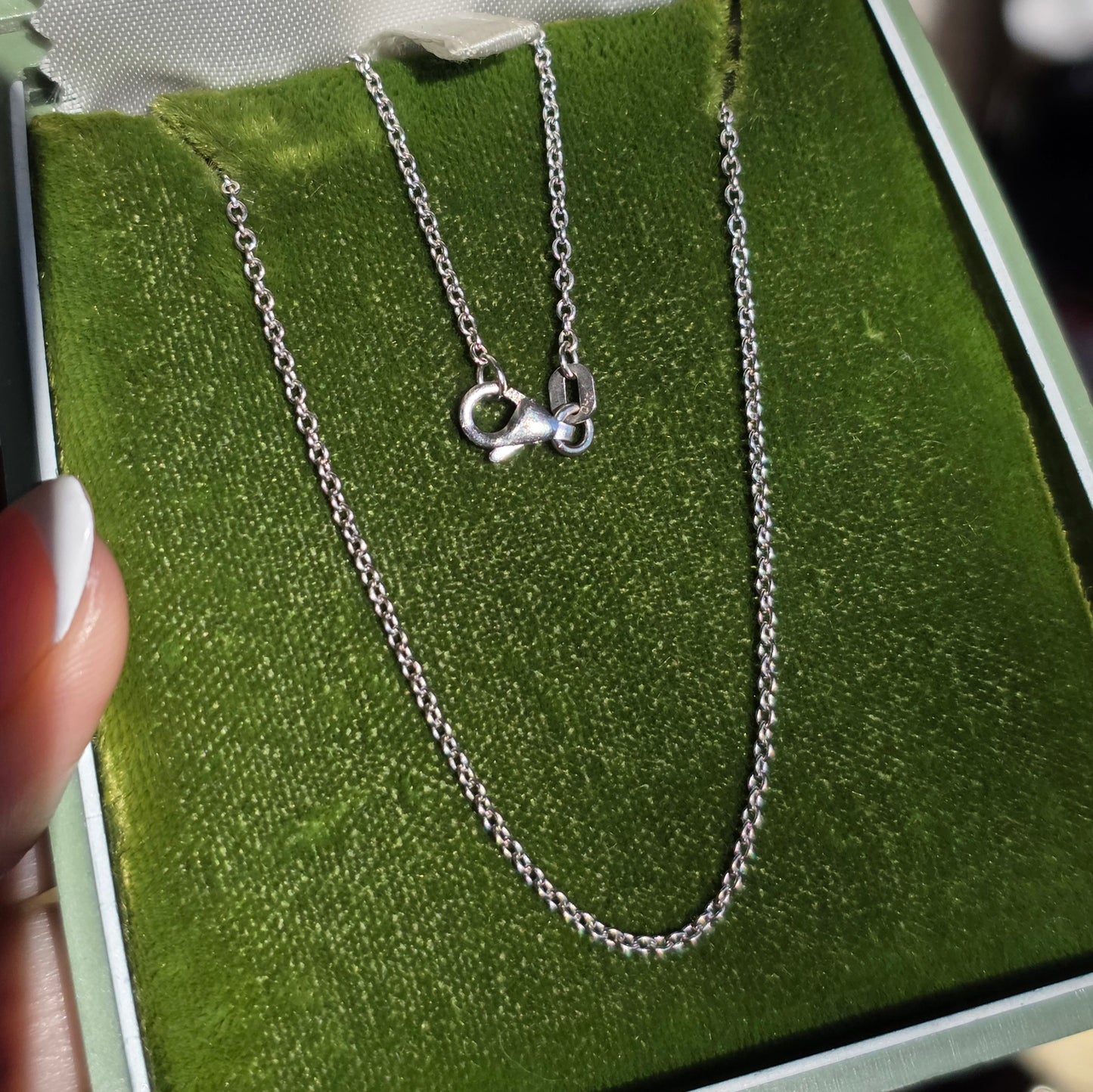 Solid 14k White Gold 1.3mm Cable Link Chain 16"