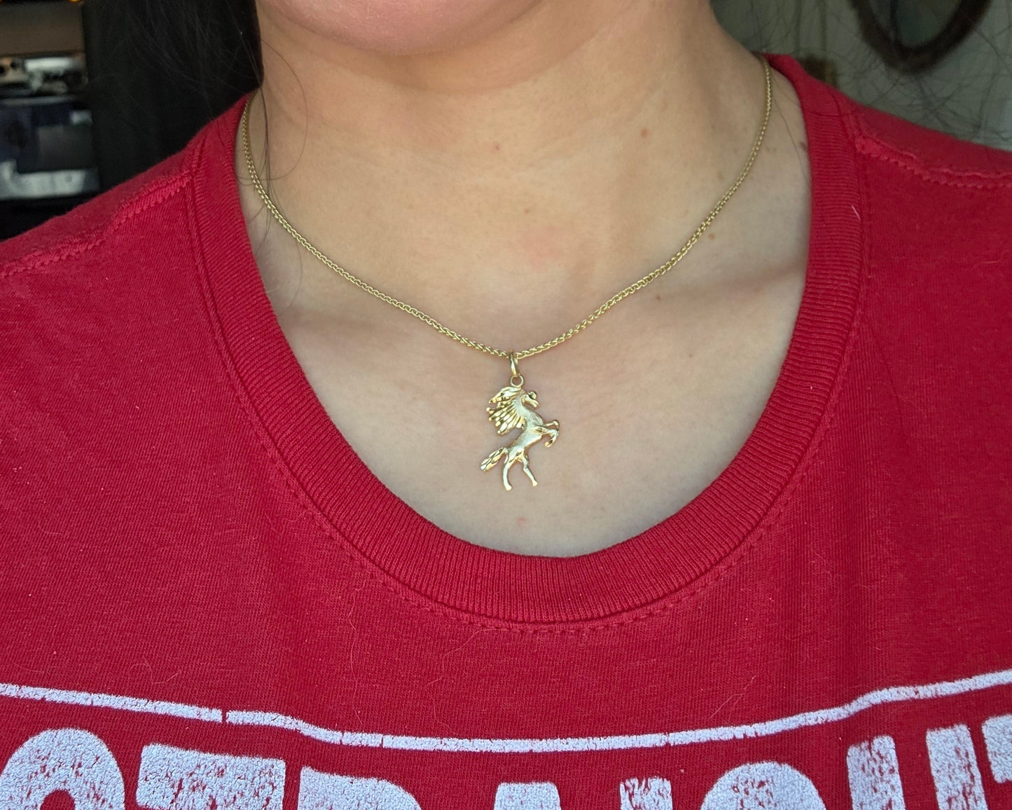 14k Gold Diamond Cut Horse 1" Pendant (NO CHAIN)
