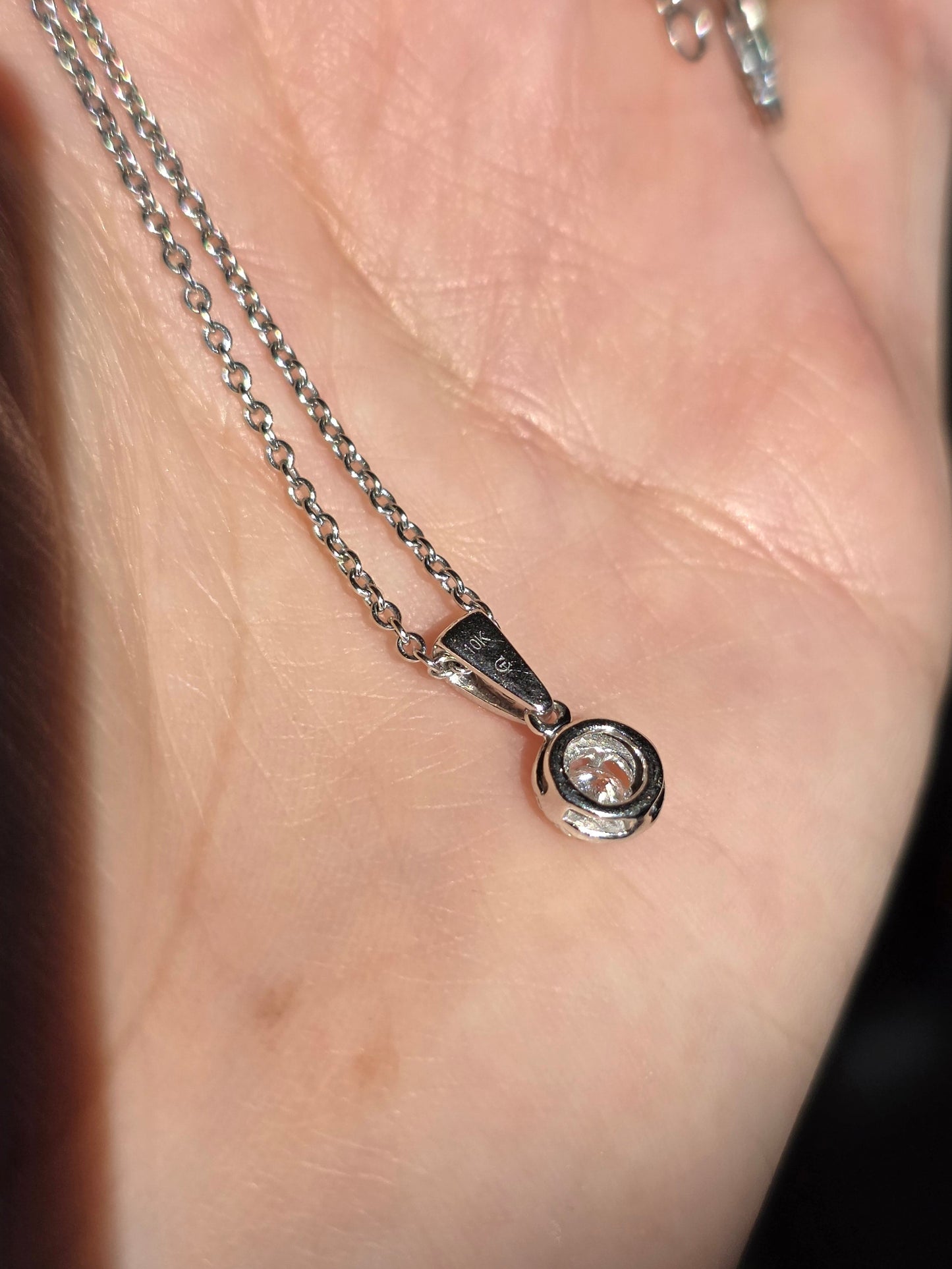 Sparkling White Gold Dainty .20CTW Diamond Cluster Pendant With Cable Chain 16" Necklace