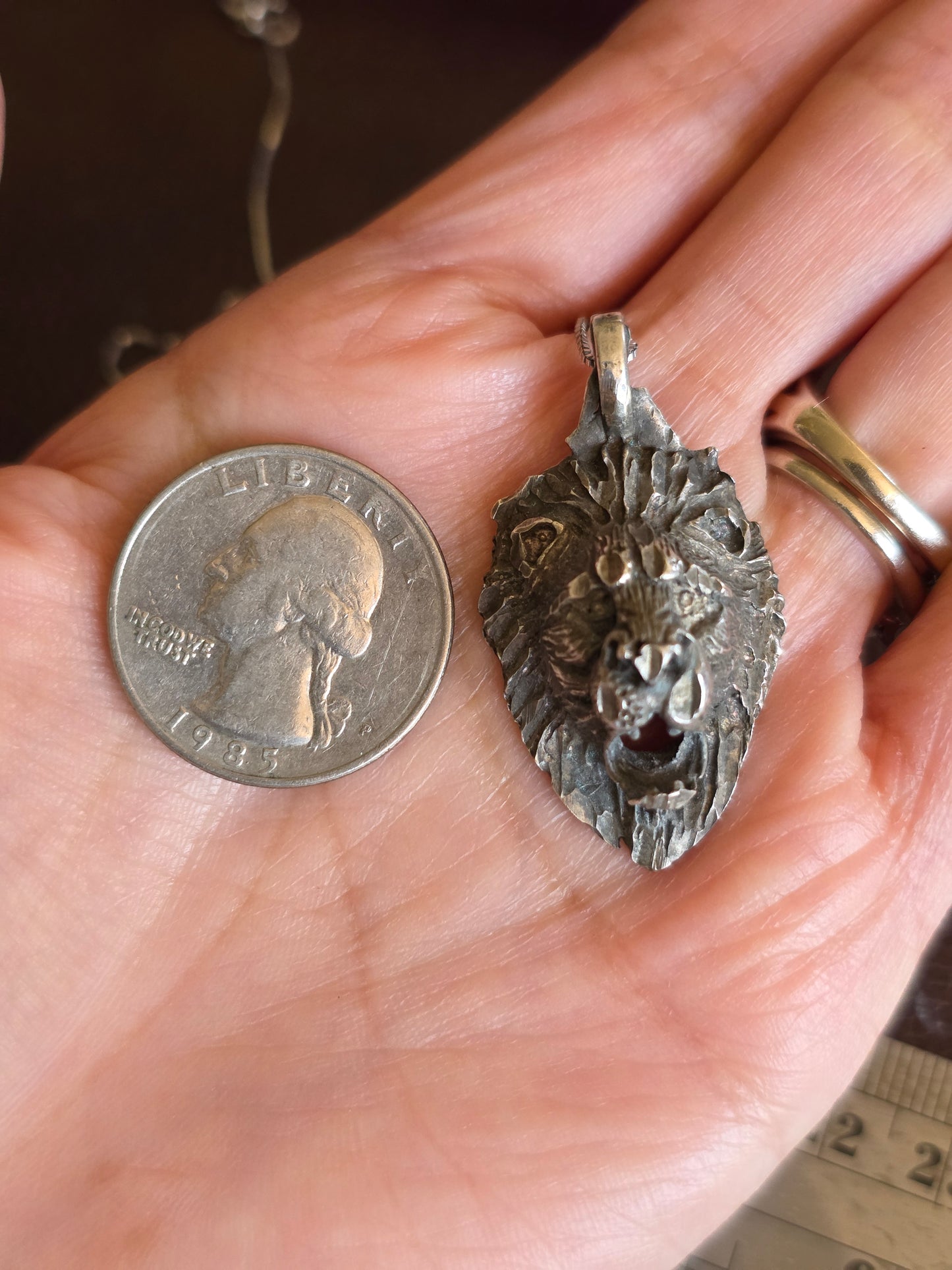 Badass Solid Sterling Silver Lion Head 1.5" Large Pendant (NO CHAIN)