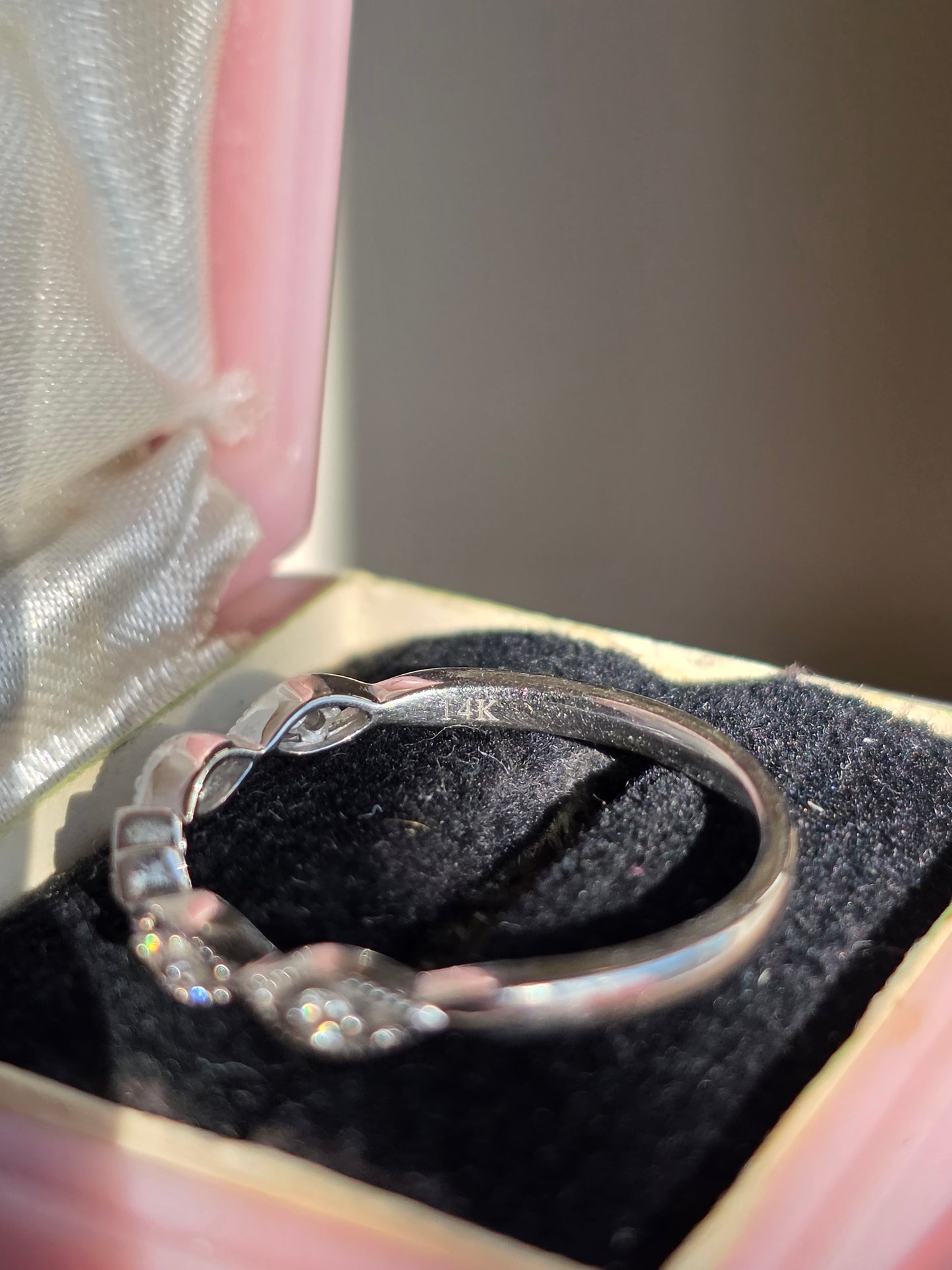 Elegant 14k White Gold Dainty Diamond Stacker Band Size 7.25