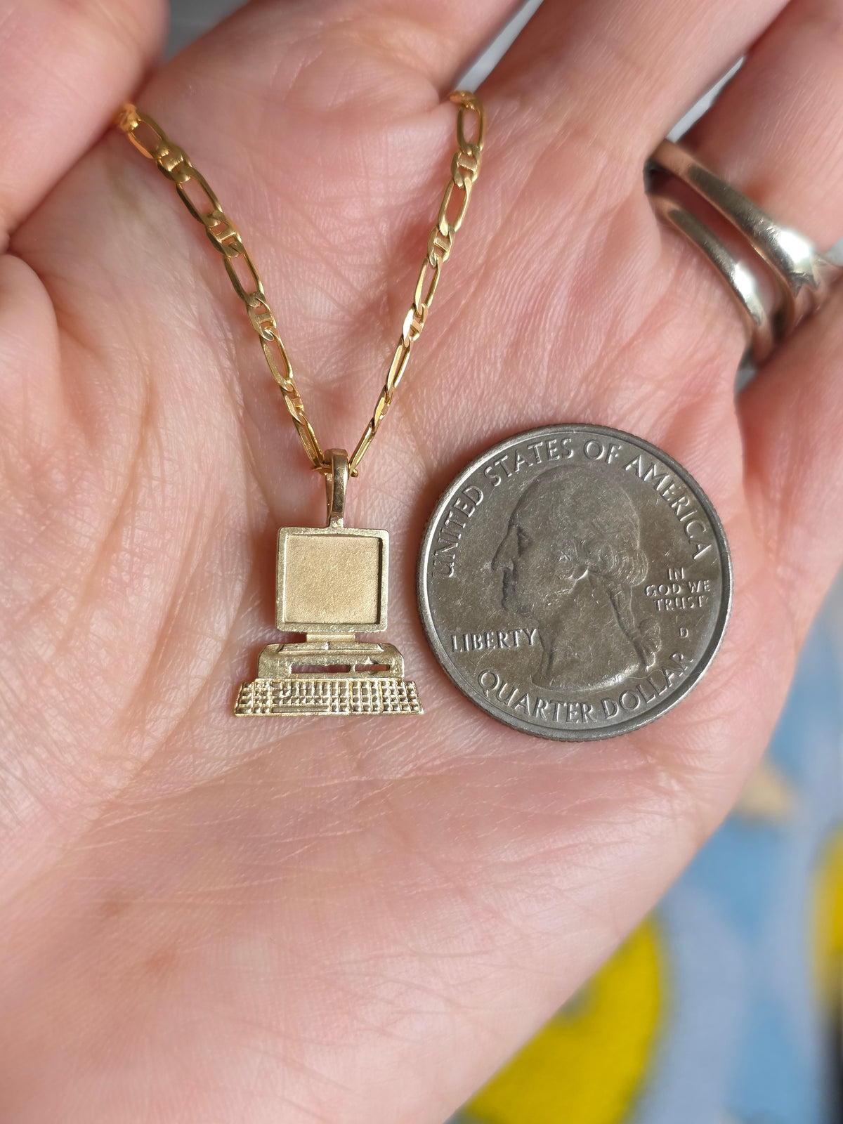 Awesome 14k Gold Retro Desktop Computer Charm (NO CHAIN)