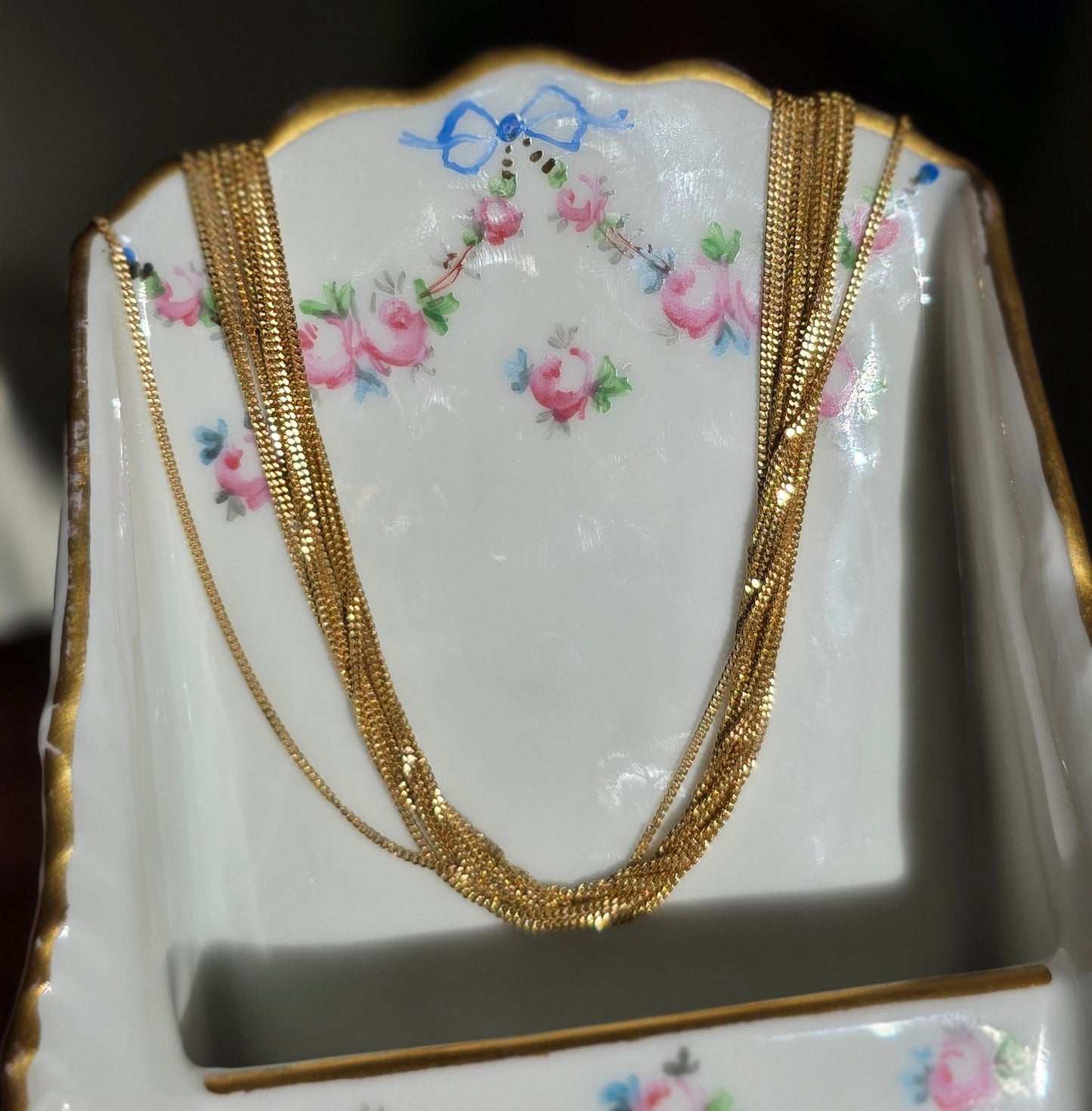 Amazing Solid 14k Gold 10 Mini Curb Multistrand Chain Necklace 18"