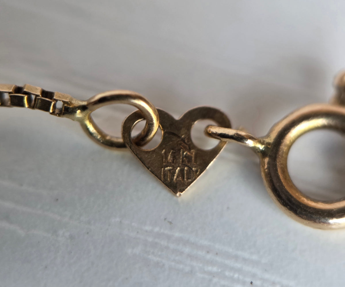 Vintage 14k Italian Gold Delicate Box Chain Necklace | 24"