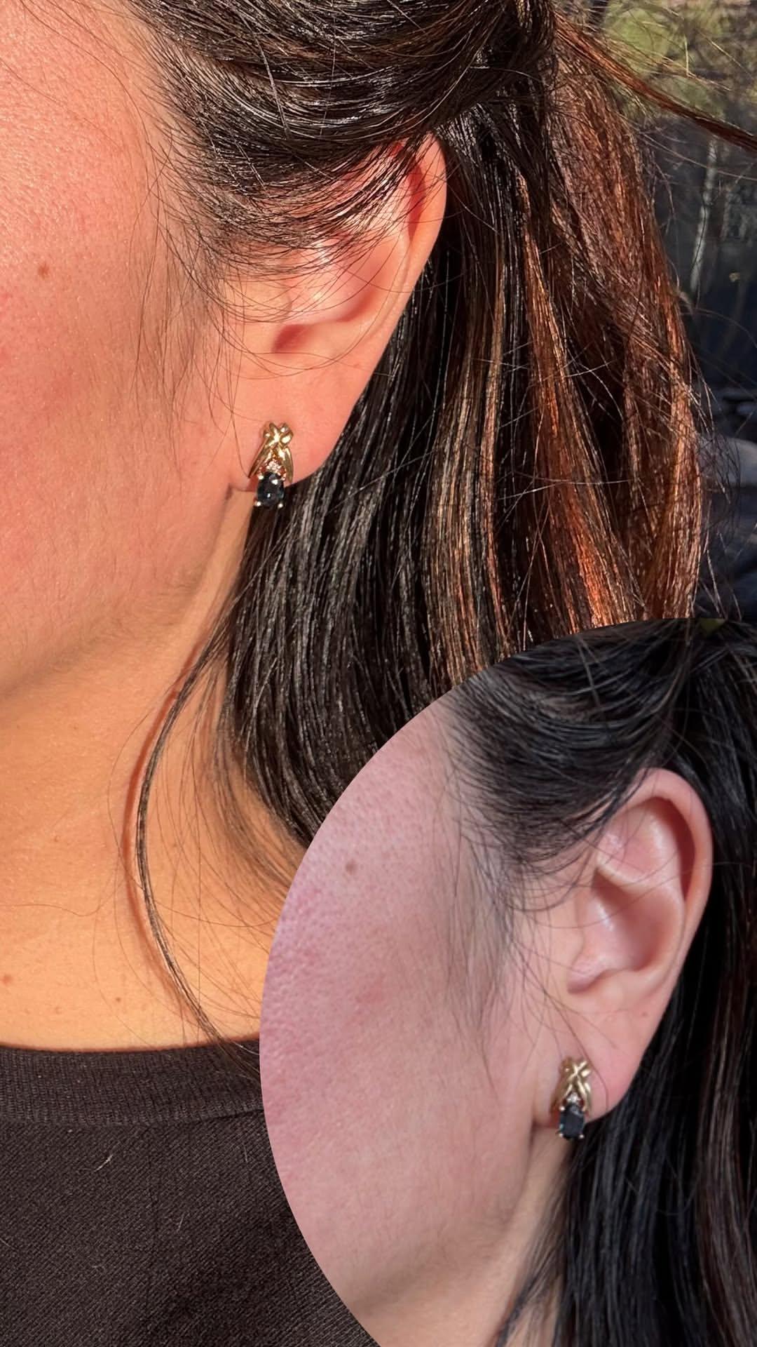 Cute 10k Gold 1.0tcw Sapphire & Diamond Accent Dainty Drop Post Earrings