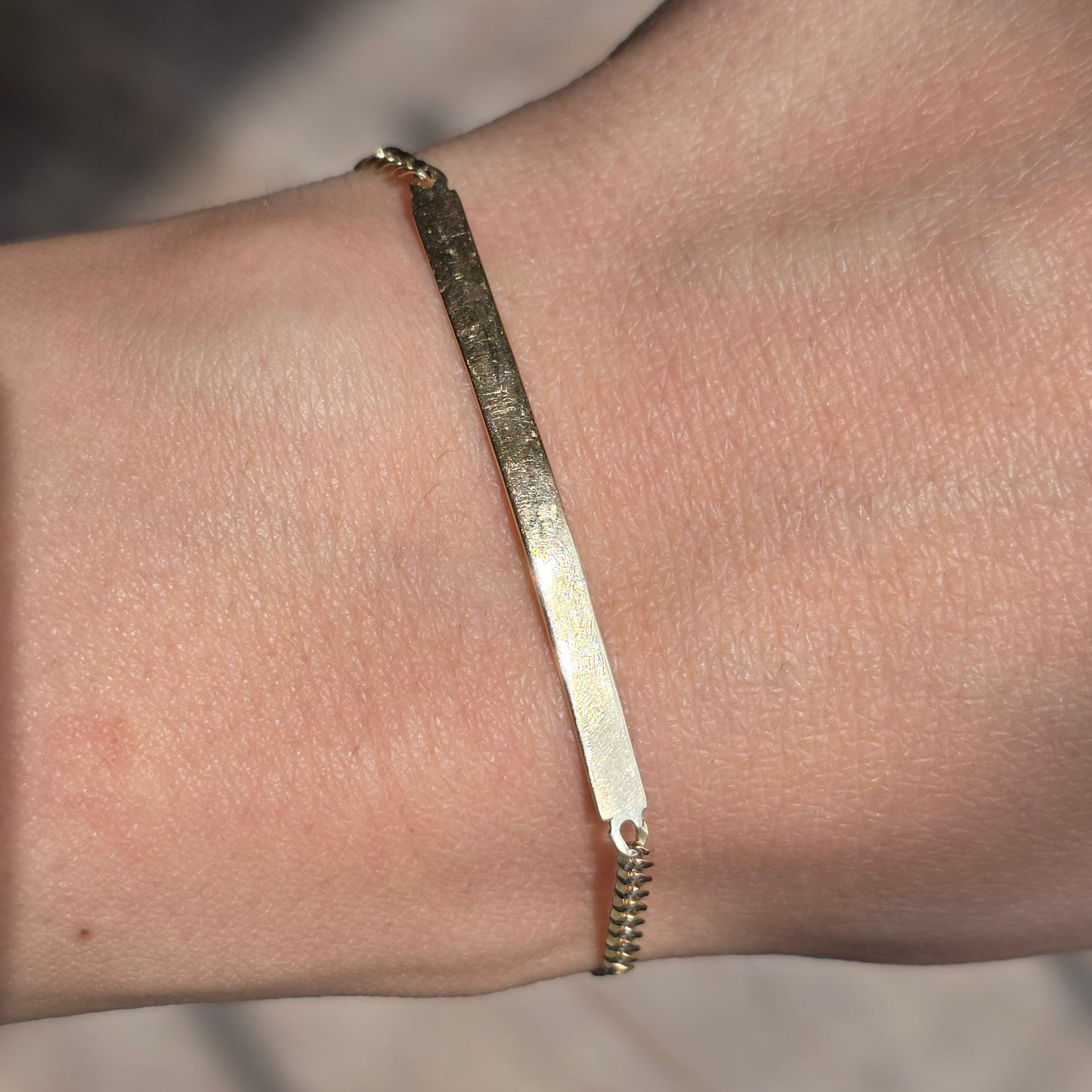 10k Gold Child's Skinny ID Bar Bracelet 5.75" | Personalized Gift