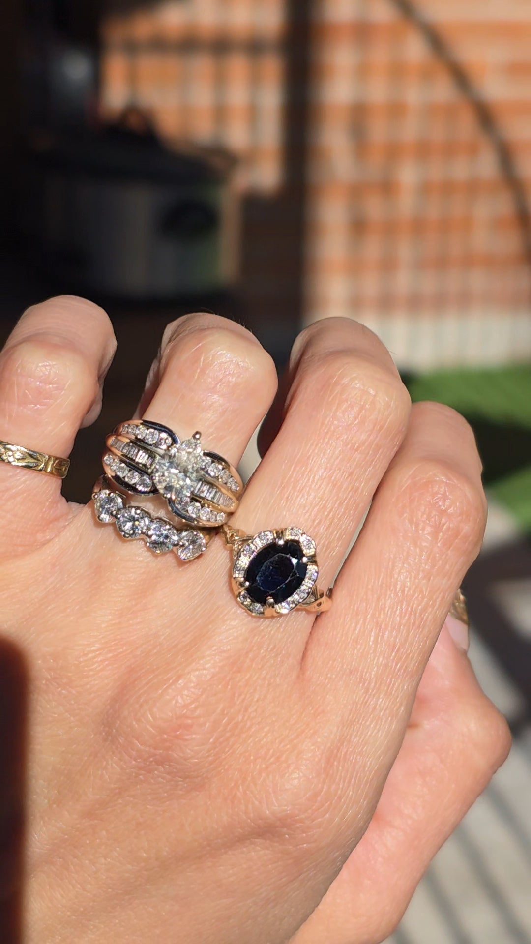 Beautiful Vintage 10k Gold 1.85tcw Sapphire Diamond Ring Size 6.5