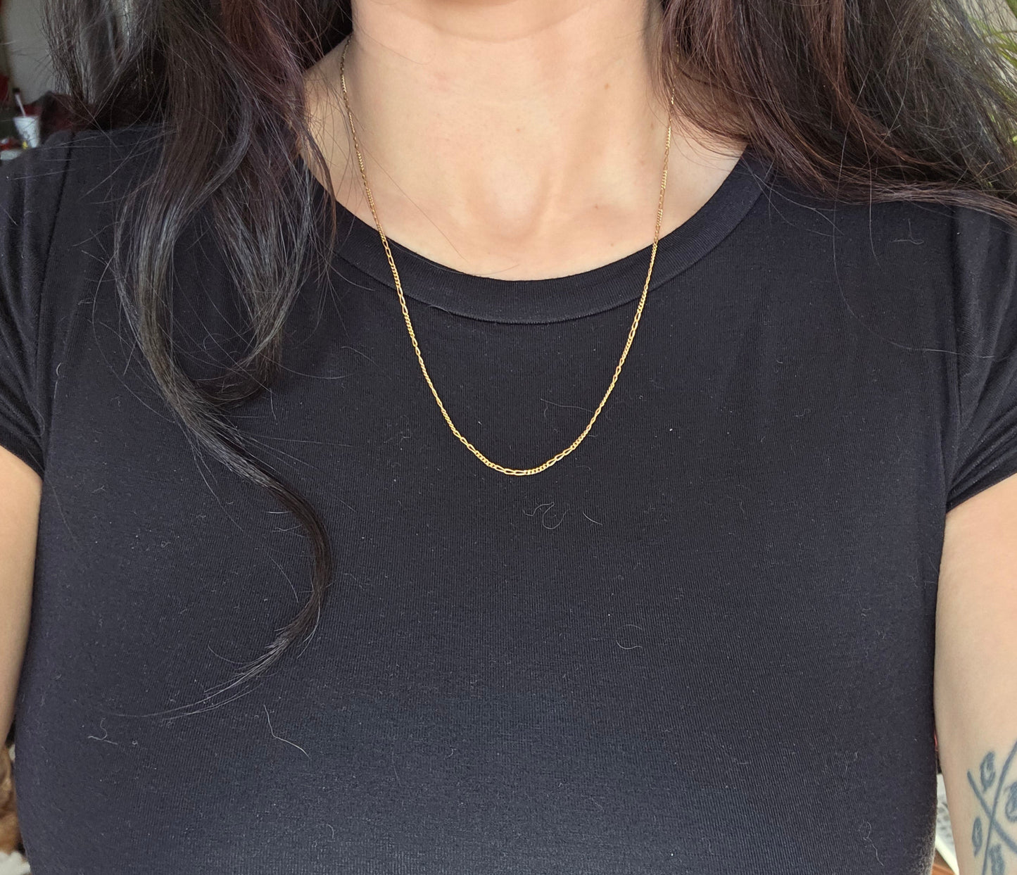 20" Figaro 10k Gold Every Day Wear Chain For Charms or Pendants