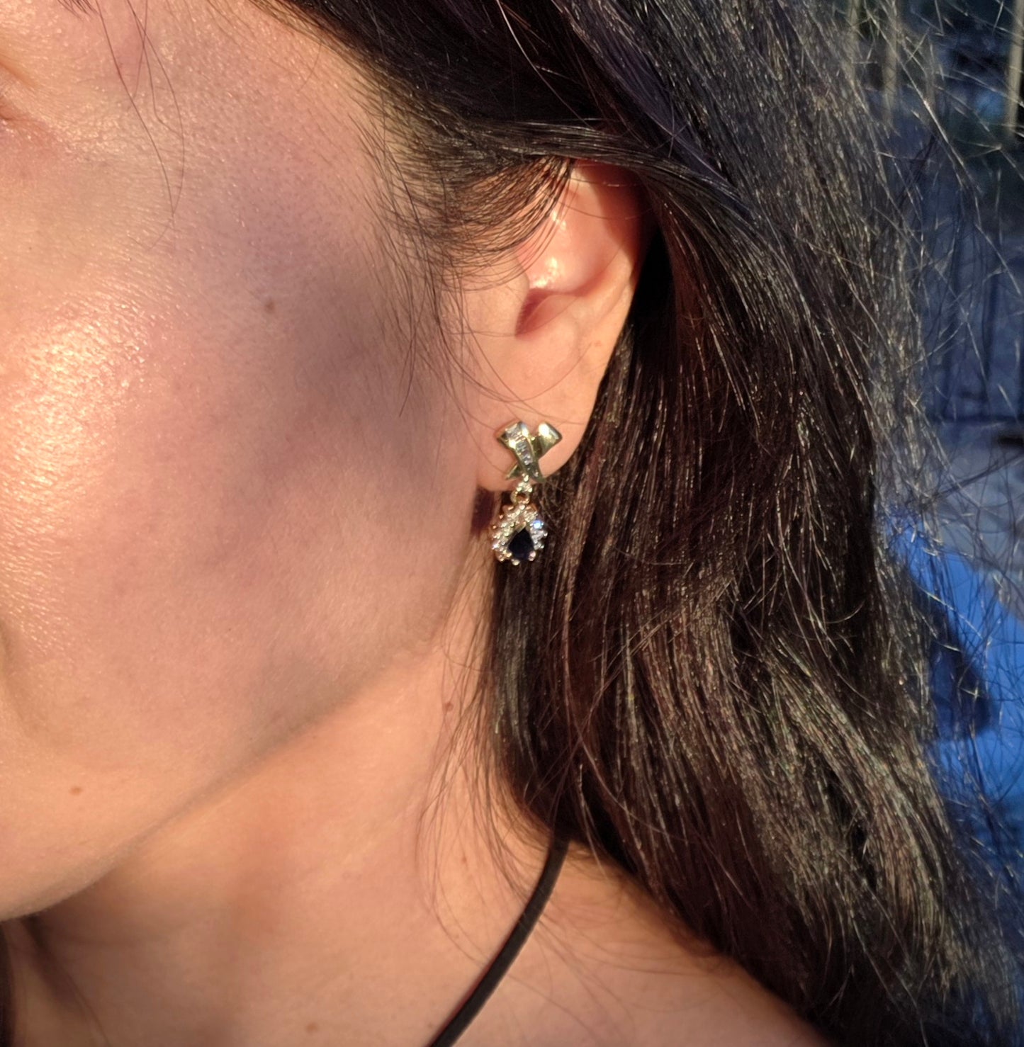 RESERVED- DO NOT BUY: Beautiful 14k Sapphire Diamond Dangle Earrings
