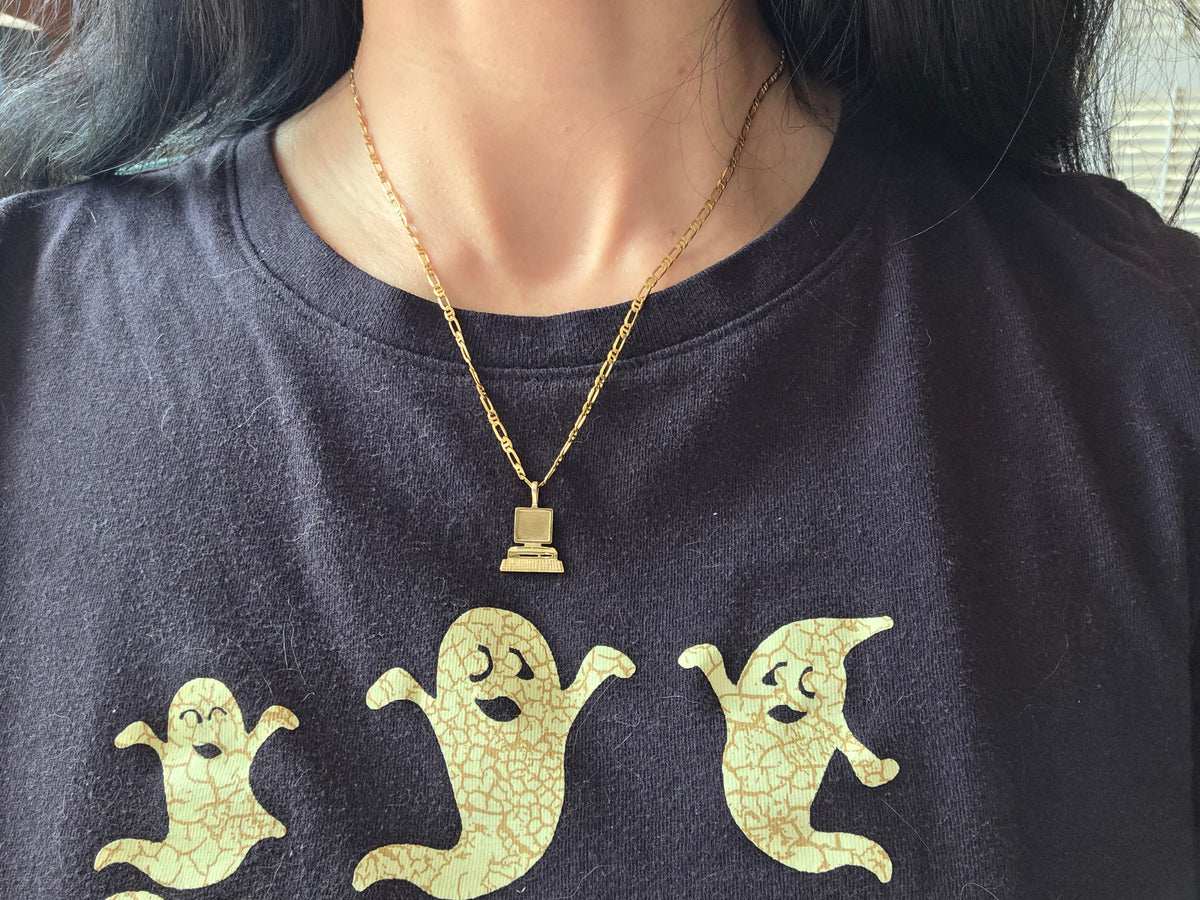 Awesome 14k Gold Retro Desktop Computer Charm (NO CHAIN)