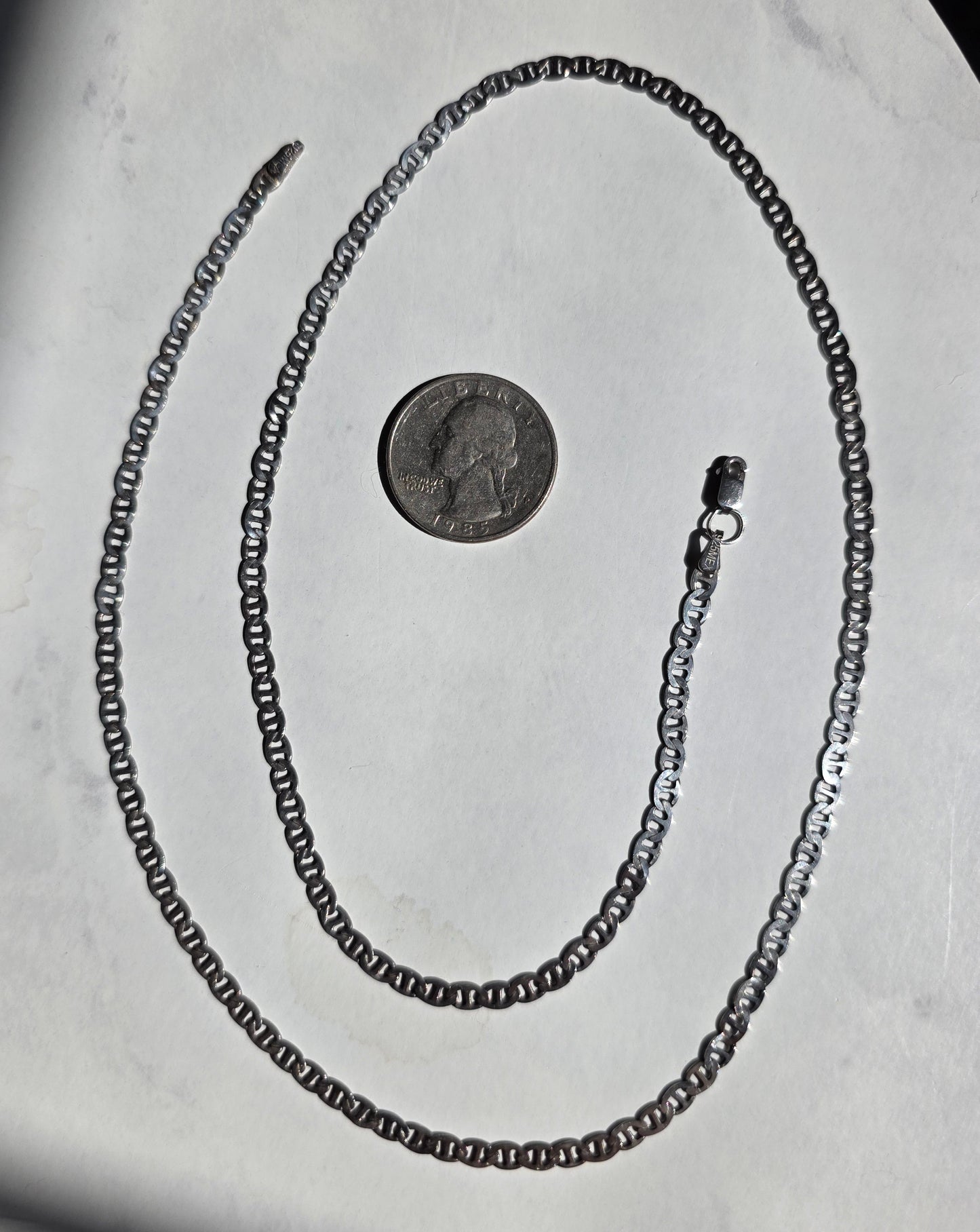 Awesome Solid Sterling Silver Mariner Chain Necklace 24"