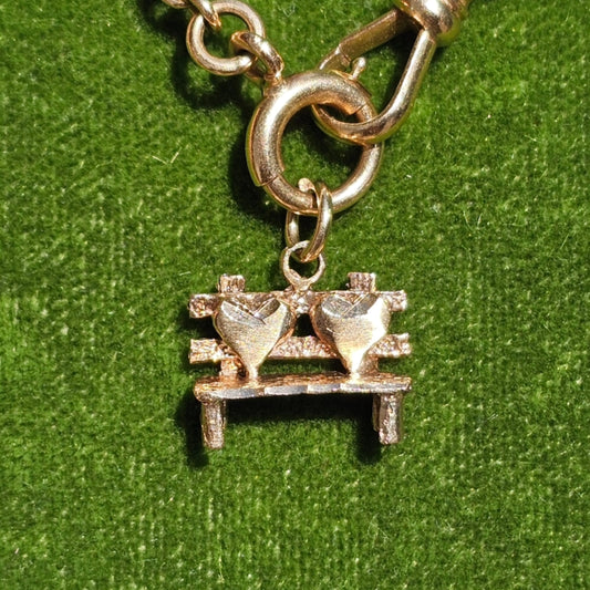 14k Gold Double Heart Bench 3D Charm (NO CHAIN)