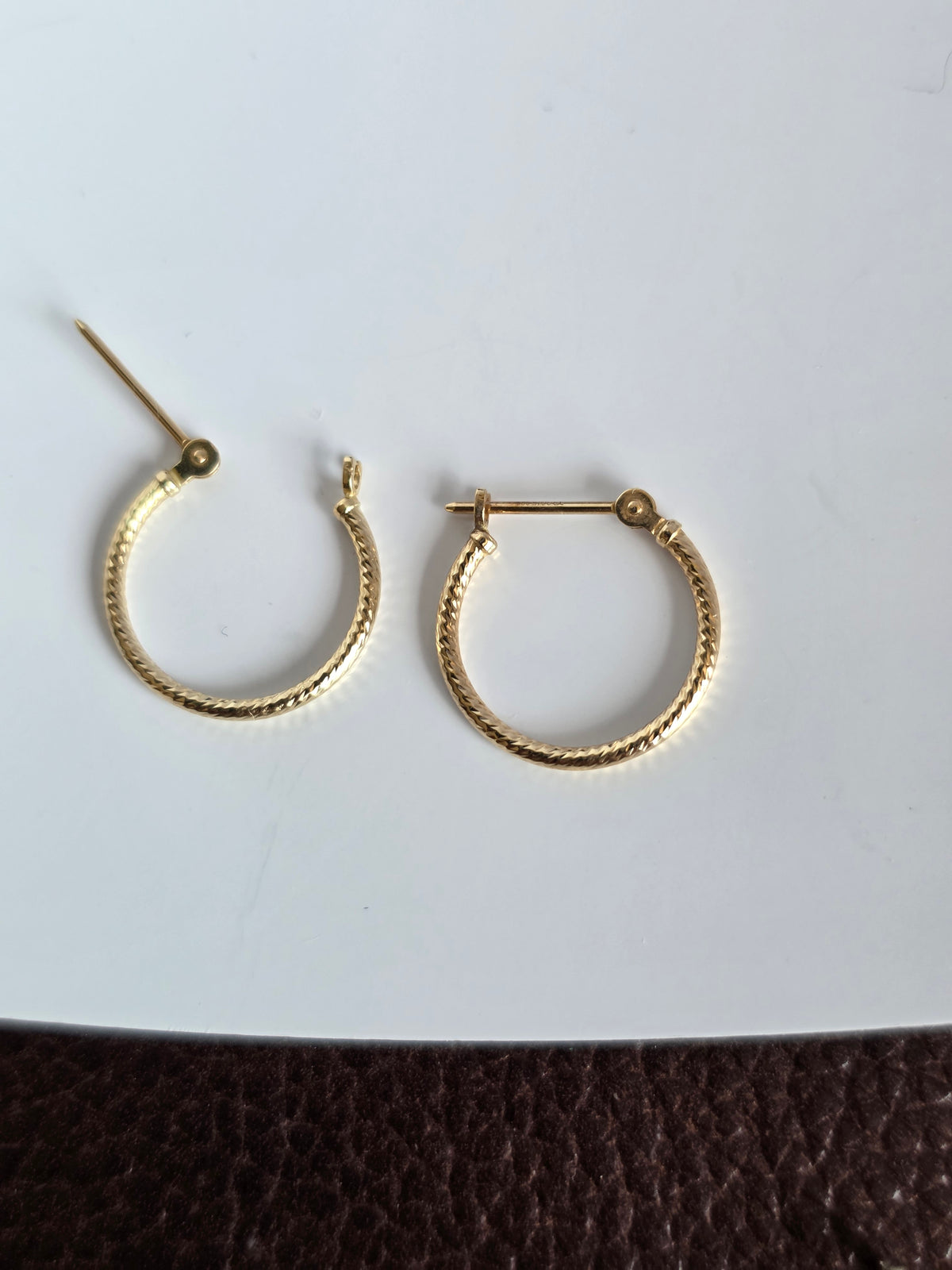 Perfect Every Day 14k Gold 1/2 Inch Gold Textured Small Hoops Earrings