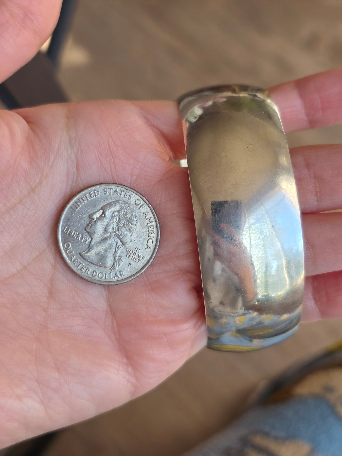 Plain Solid Sterling Silver 24mm wide Adjustable Bangle Bracelet