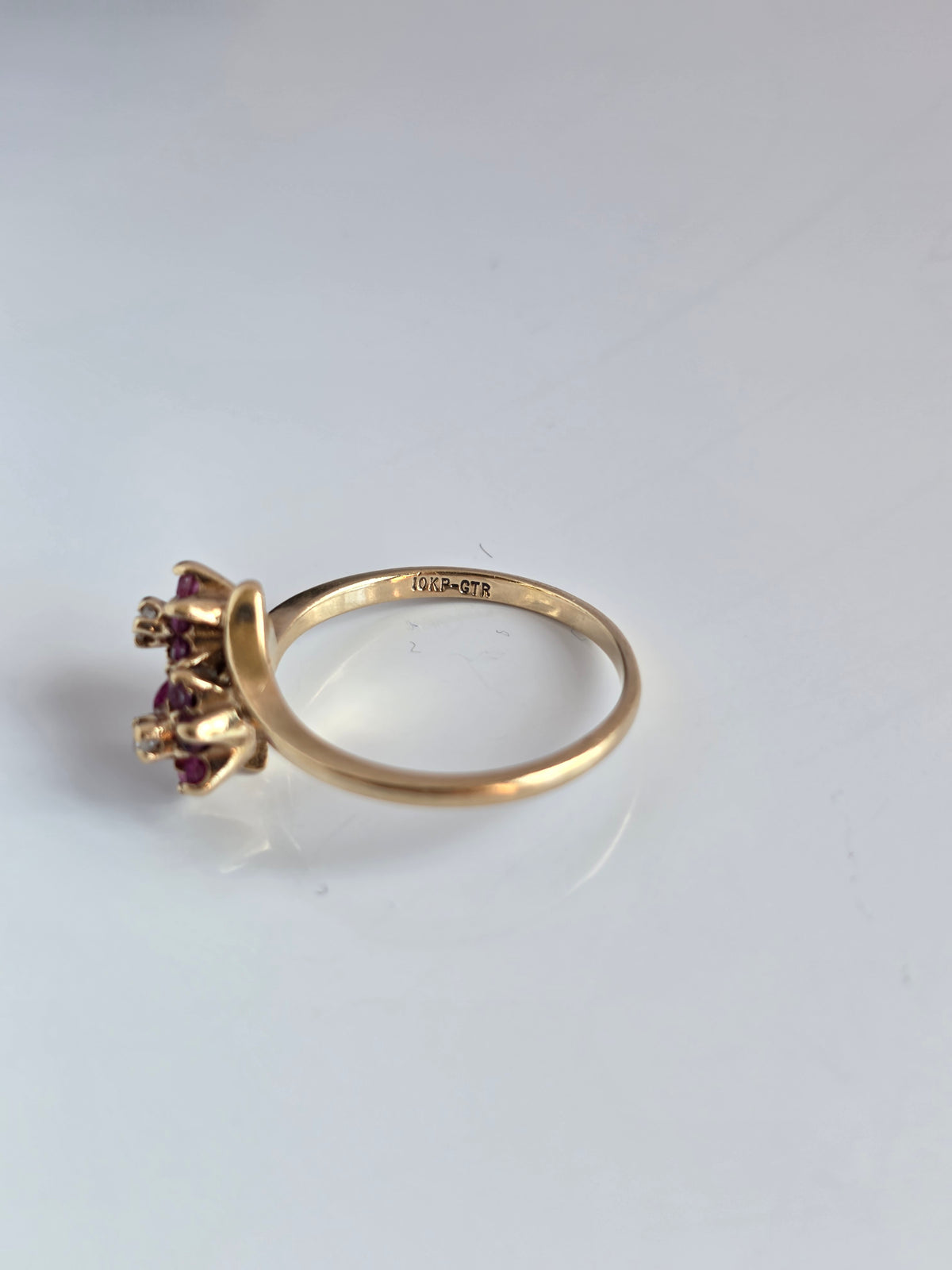 10k Ruby And Diamond Flowers Bypass Statement Ring