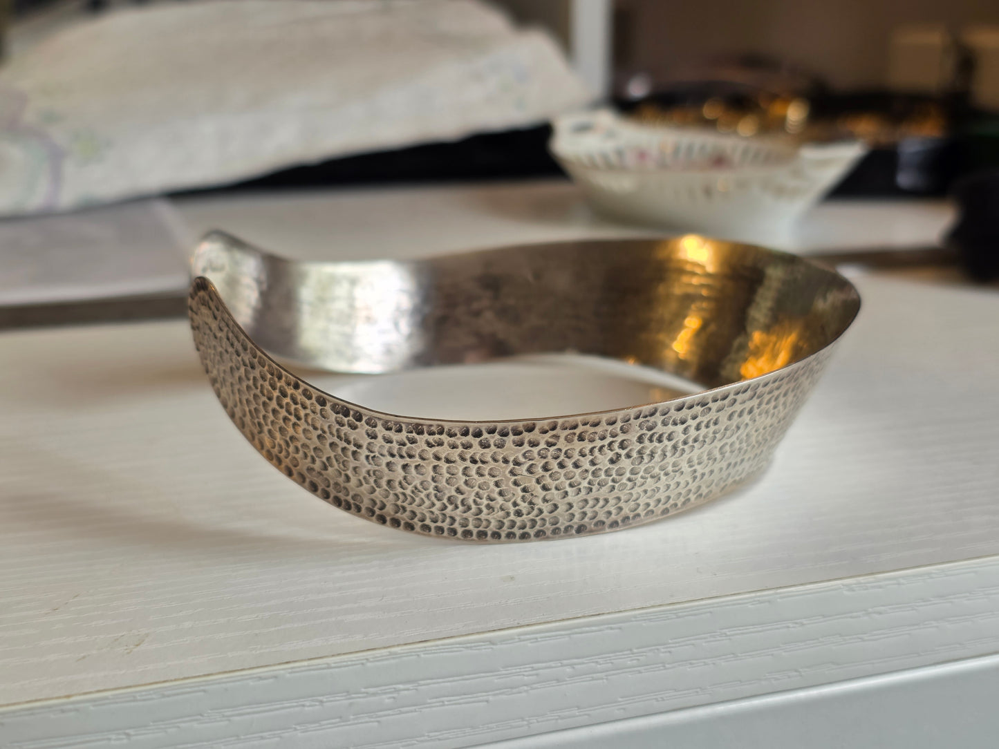 Awesome Sterling Silver Hammered 1.2" Wide Cuff Choker Collar Statement Necklace 14"