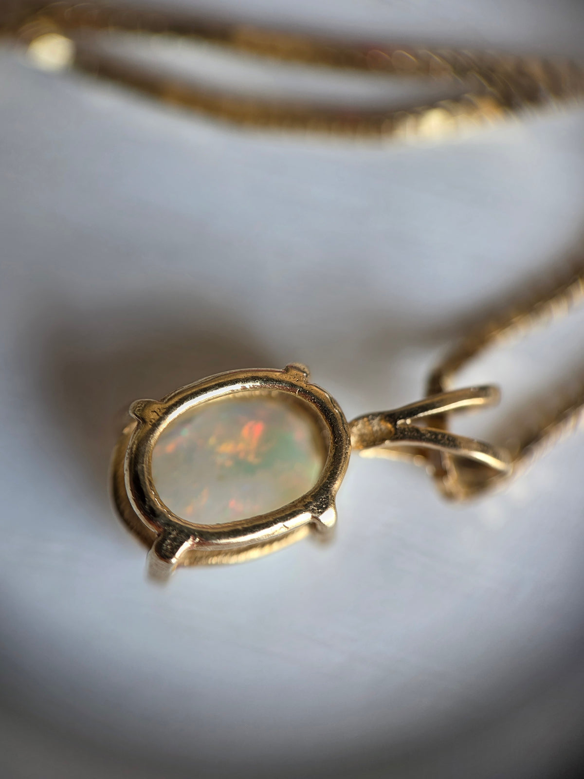 Gorgeous 14k Gold 1.10ctw Oval Opal Solitaire Pendant October Birthstone
